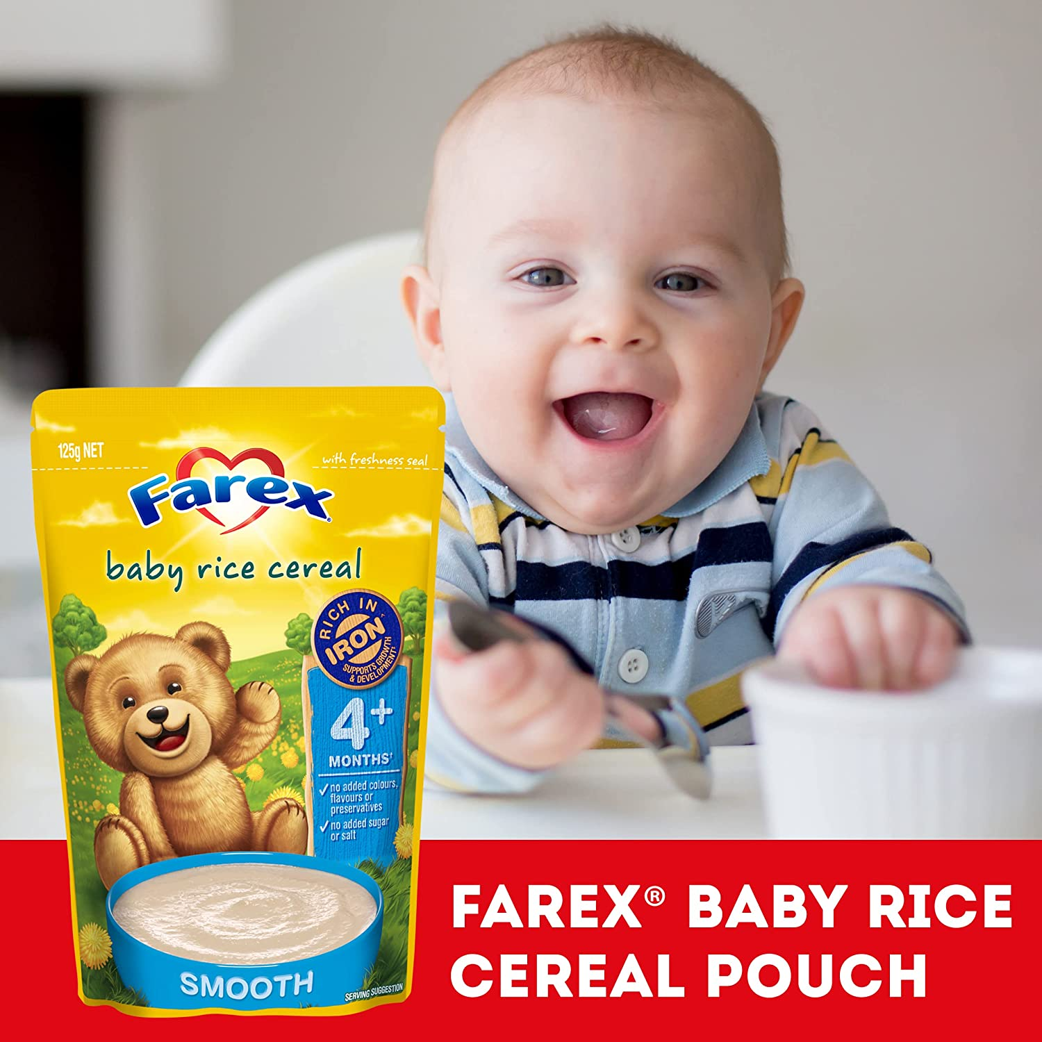 Farex Baby Rice Cereal for 4+ Months Baby 125 G (Pack of 6)