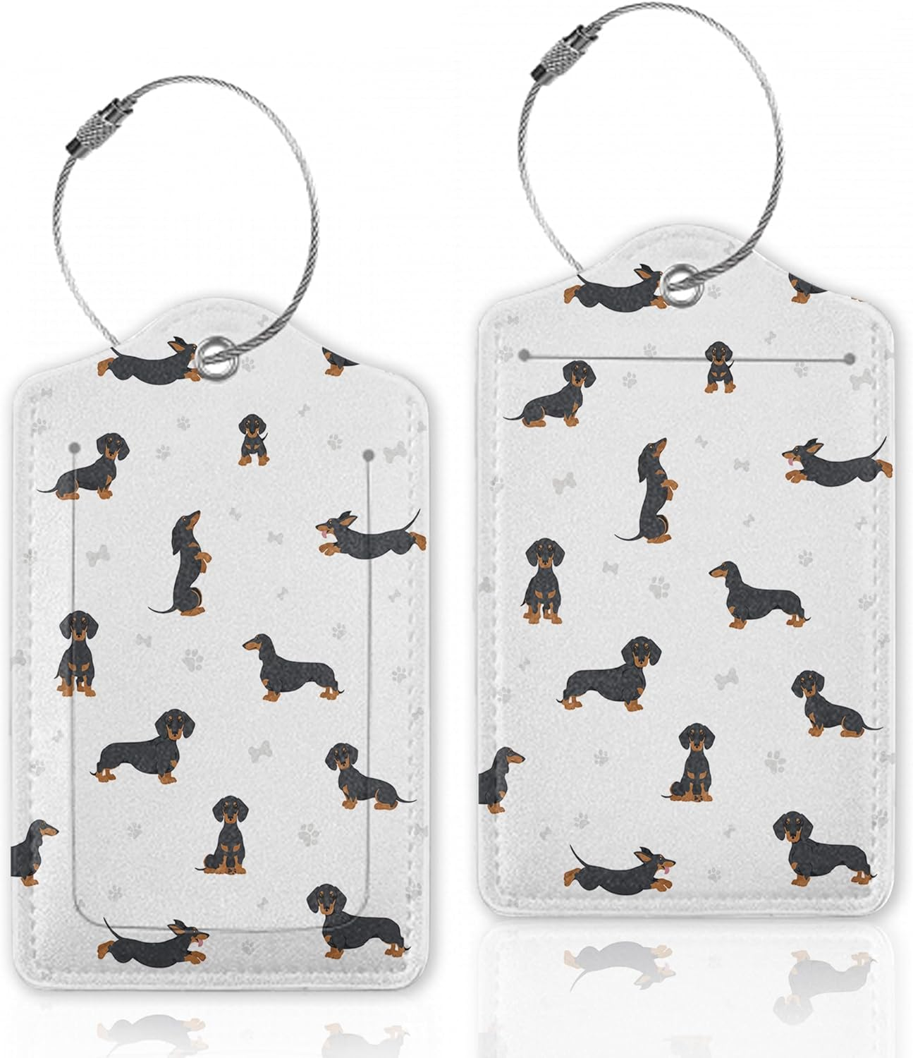Dachshund Dog Paws Luggage Tags for Suitcase,Luggage Tag with Stainless Steel Loop Privacy Cover ID Label Travel Bag Luggage Identifiers for Women Men Travel,Set of 2 - American Bald Eagle With Usa Flag image number 3