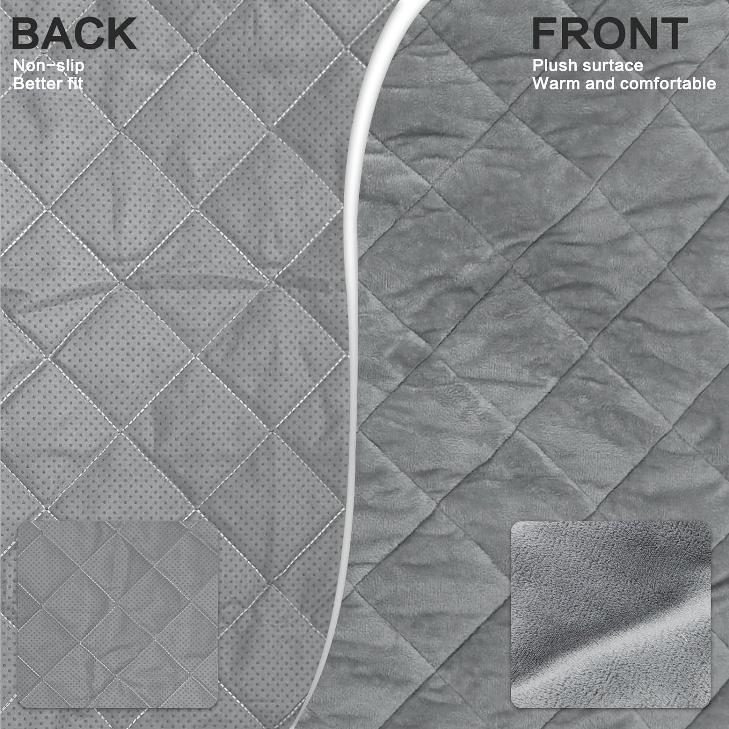 Universal Waterproof Heavy Duty Golf Cart Seat Cover - Gray, Cotton, for Club Car DS Precedent EZGO TXT RXV, 2-Person Seats with Armrests