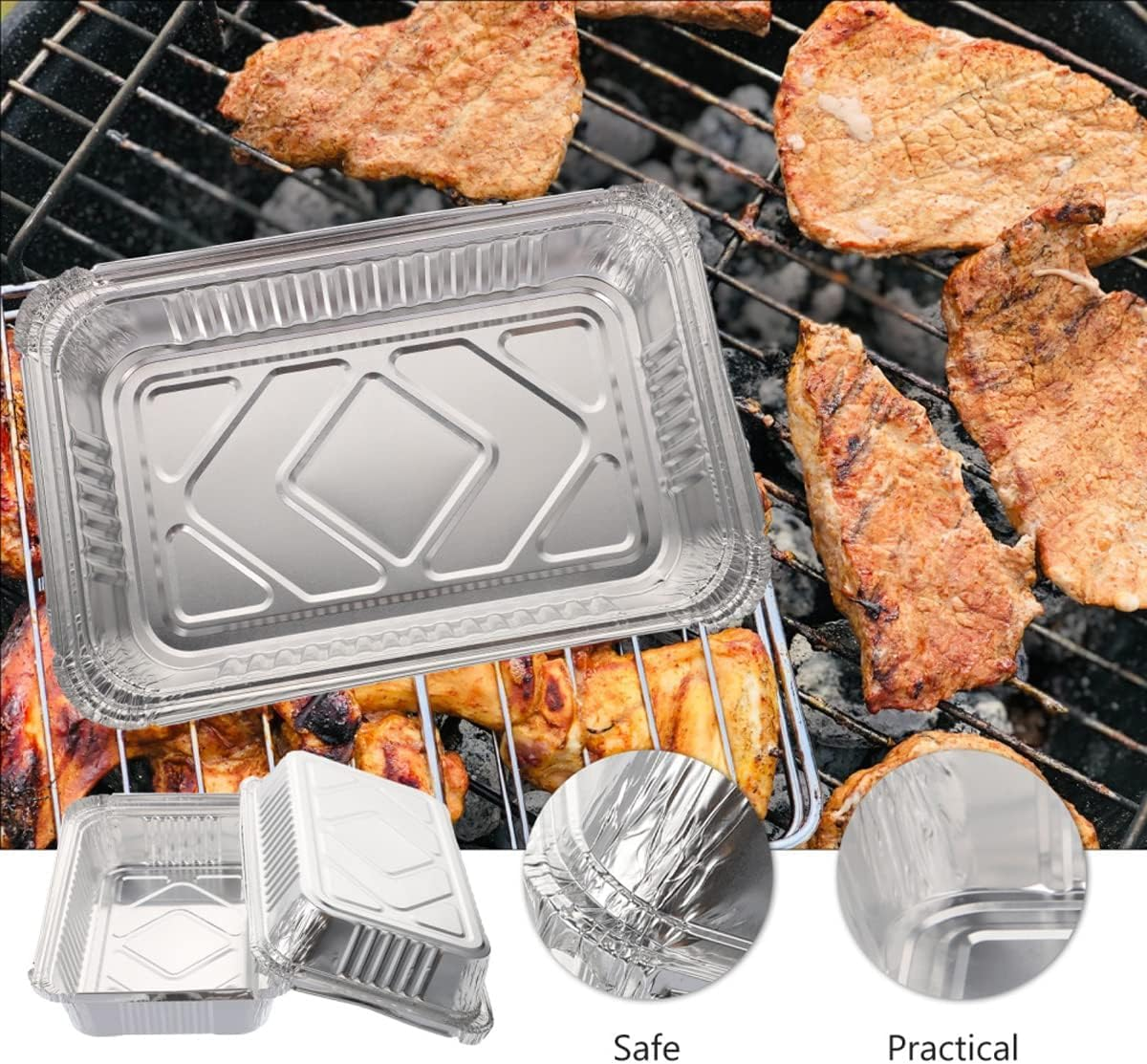 20 Pack Weber Drip Pans Compatible with Spirit, Q, Genesis and Genesis II LX 200 300 Series, Disposable Aluminum Foil BBQ Grease Trays, 8.5 X 6 Inch image number 2