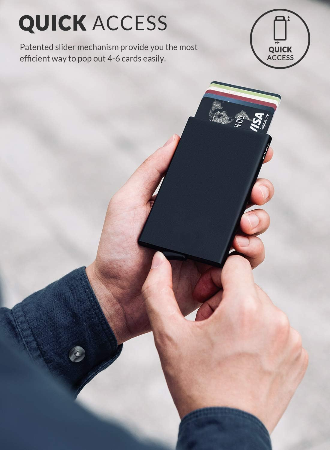 Pop up Wallet, Slim Minimalist Credit Card Holder for Men and Women RFID Blocking Mini Metal Case