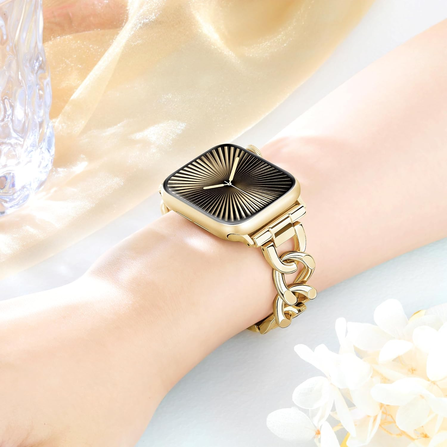 Ocaer Compatible with Apple Watch 46Mm 45Mm 44Mm 42Mm 41Mm 40Mm 38Mm 49Mm, Cowboy Chain Metal Band for Iwatch Series 11 10 9 8 7 6 5 4 Ultra SE 3 2 1,Slim Apple Watch Bracelet Strap for Women Girls