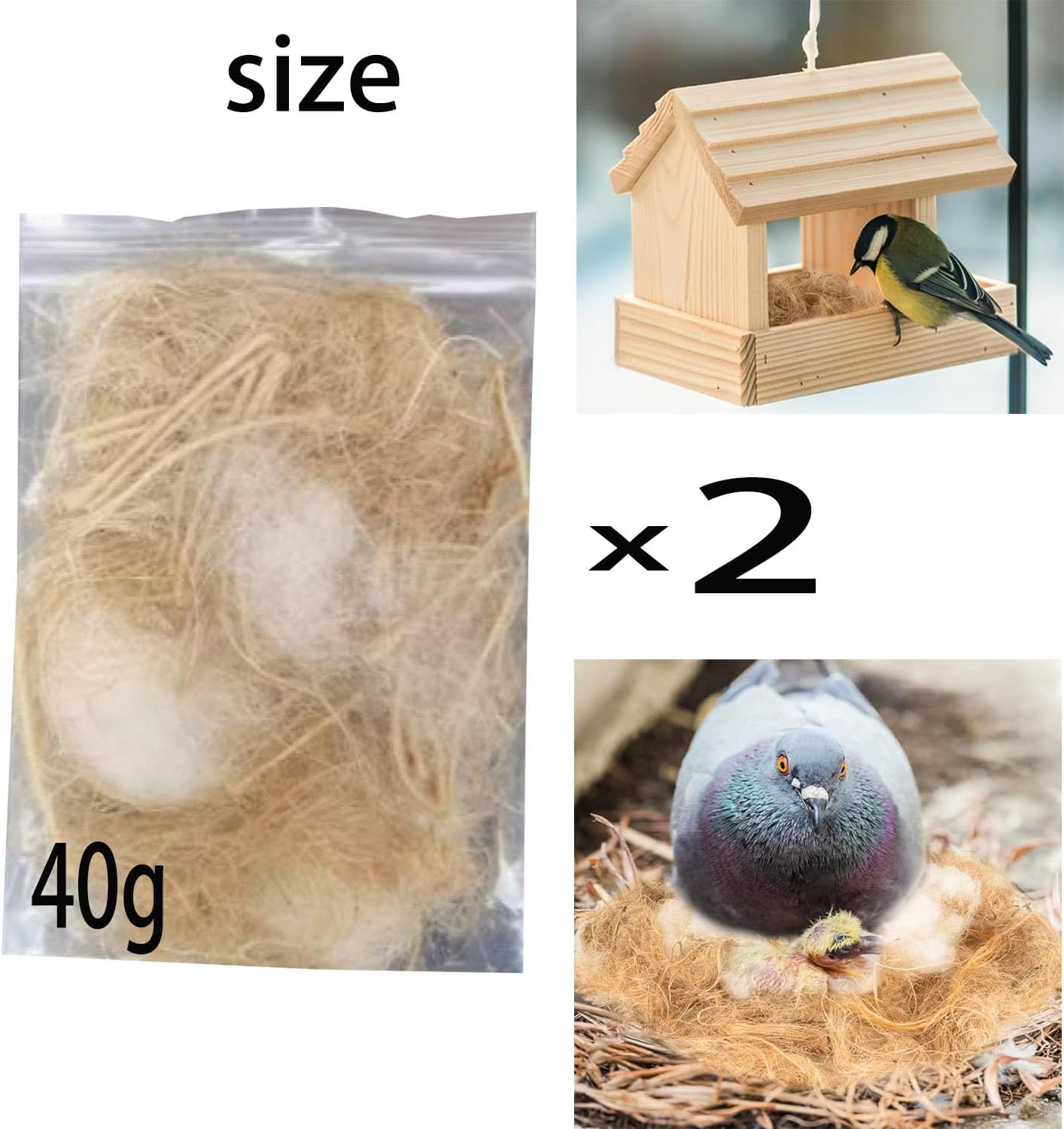 FRYI888YUNK 2 Pack Natural Bird Nesting Material - Safe Nesting Mix for Hummingbirds, Canaries, Finches, Parakeets - Cage, Garden & Tree Trunk Bedding