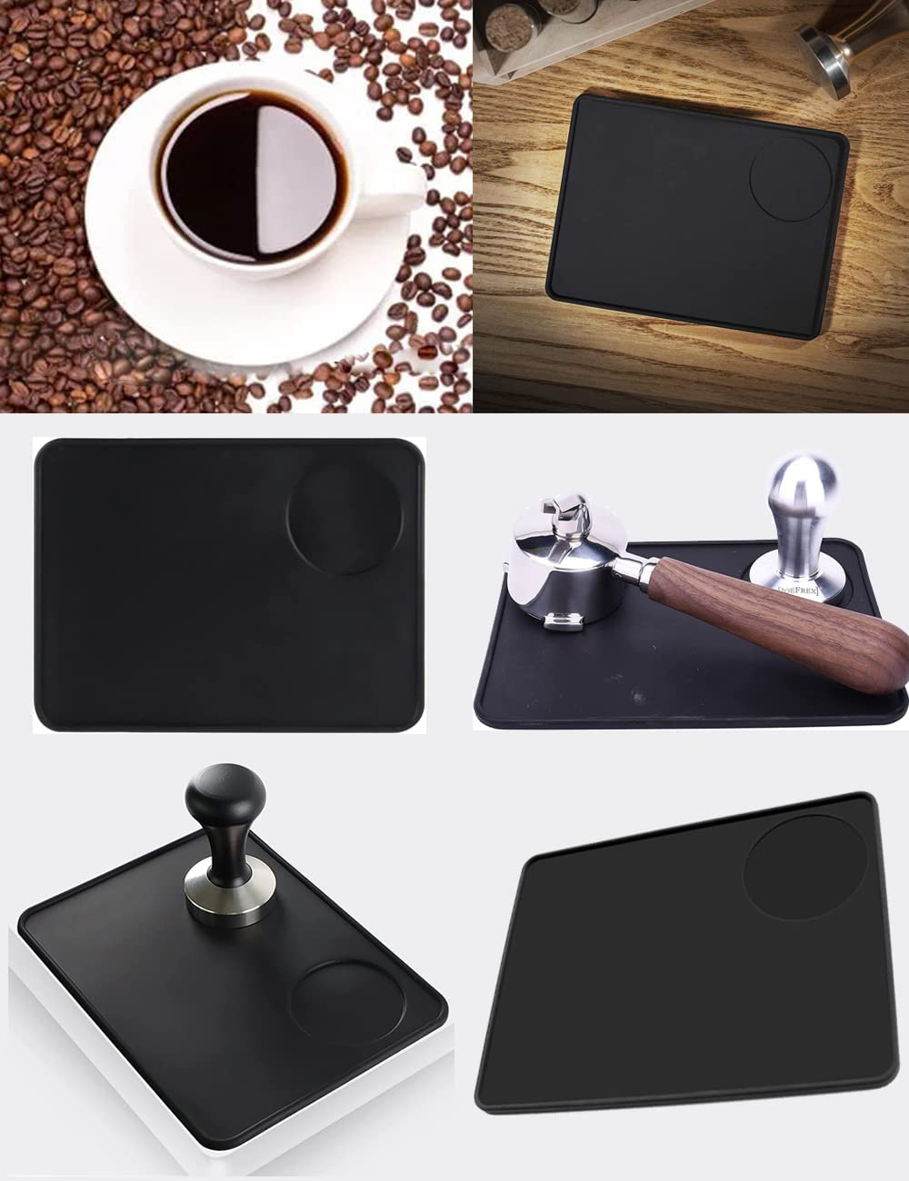 2 PCS Silicone Espresso Tamping Mat, Tamper Mat with Portafilter Holder, Anti-Slip Tamper Mat, Silicone Coffee Tamping Mat, Espresso Accessories Tool for Barista, Home, Kitchen, Office, Bar (Style1) image number 2