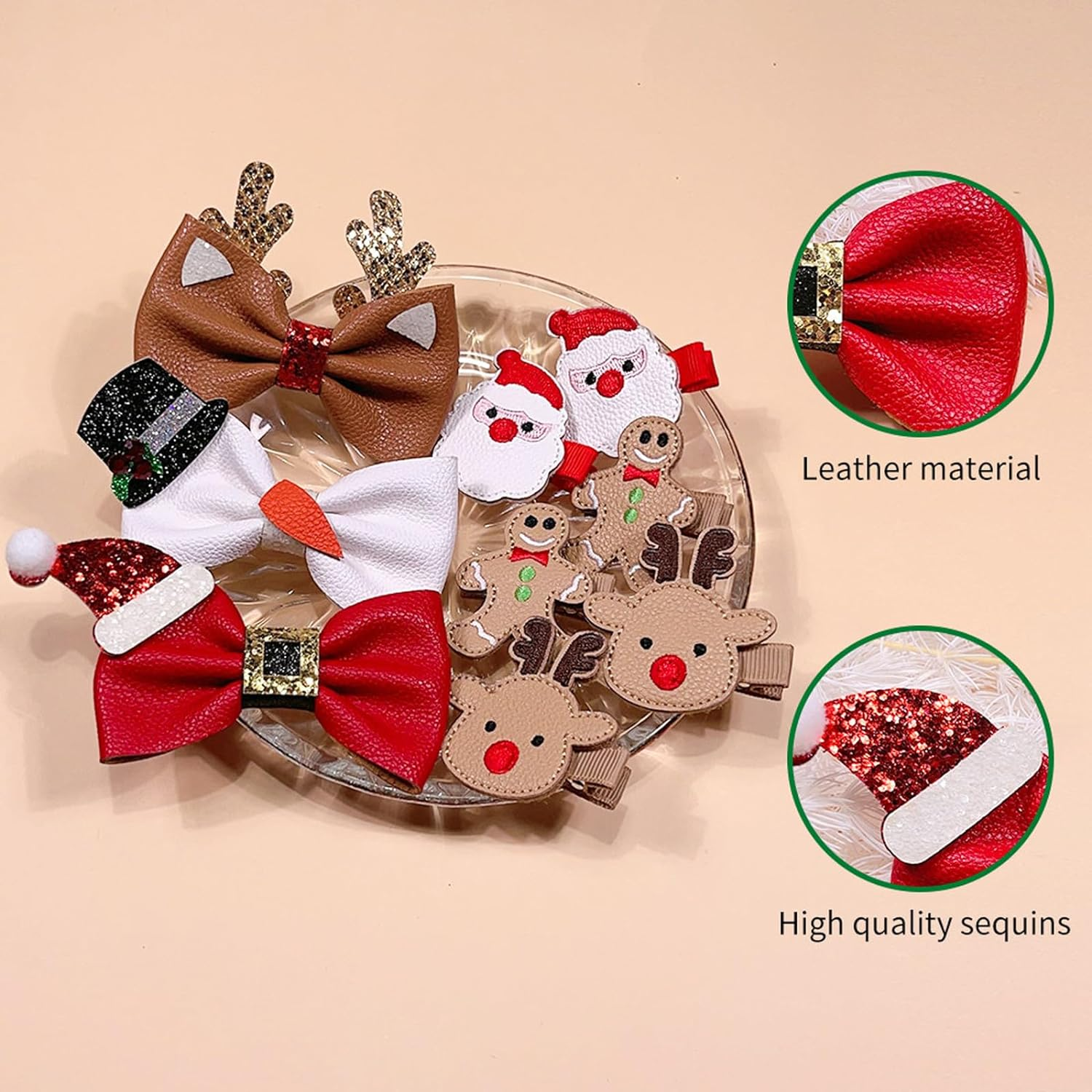 Lopsity Christmas Hair Clip Set Christmas Hairpin Cute Reindeer Antler Hair Accessory for Christmas Party for Girls Women Kids Gifts (A) image number 1
