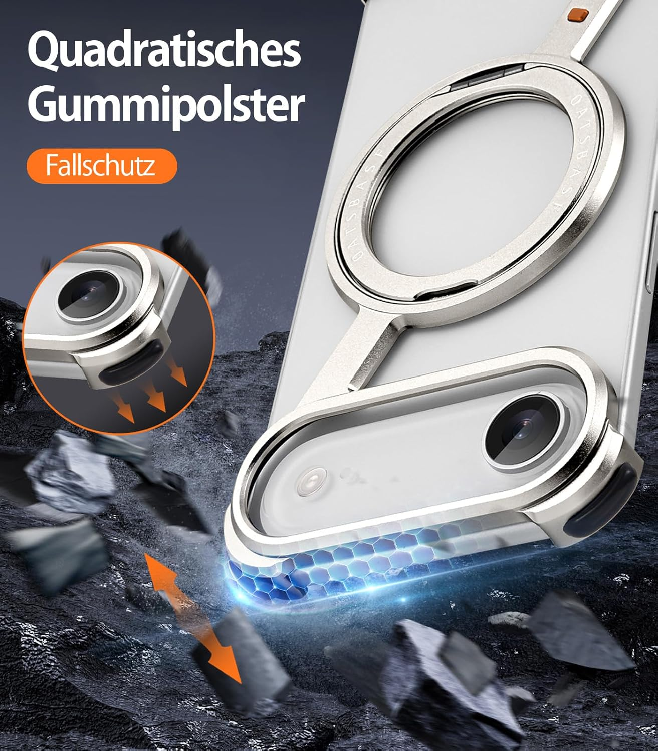 NIFBANG Z Shape for Iphone Air, Frameless Case, with 360&deg; Rotating Magnetic Stand, Mobile Phone Case, Thin Aluminium Military Shockproof Protective Case for Iphone 17 Air Bumper Case (Silver) image number 4