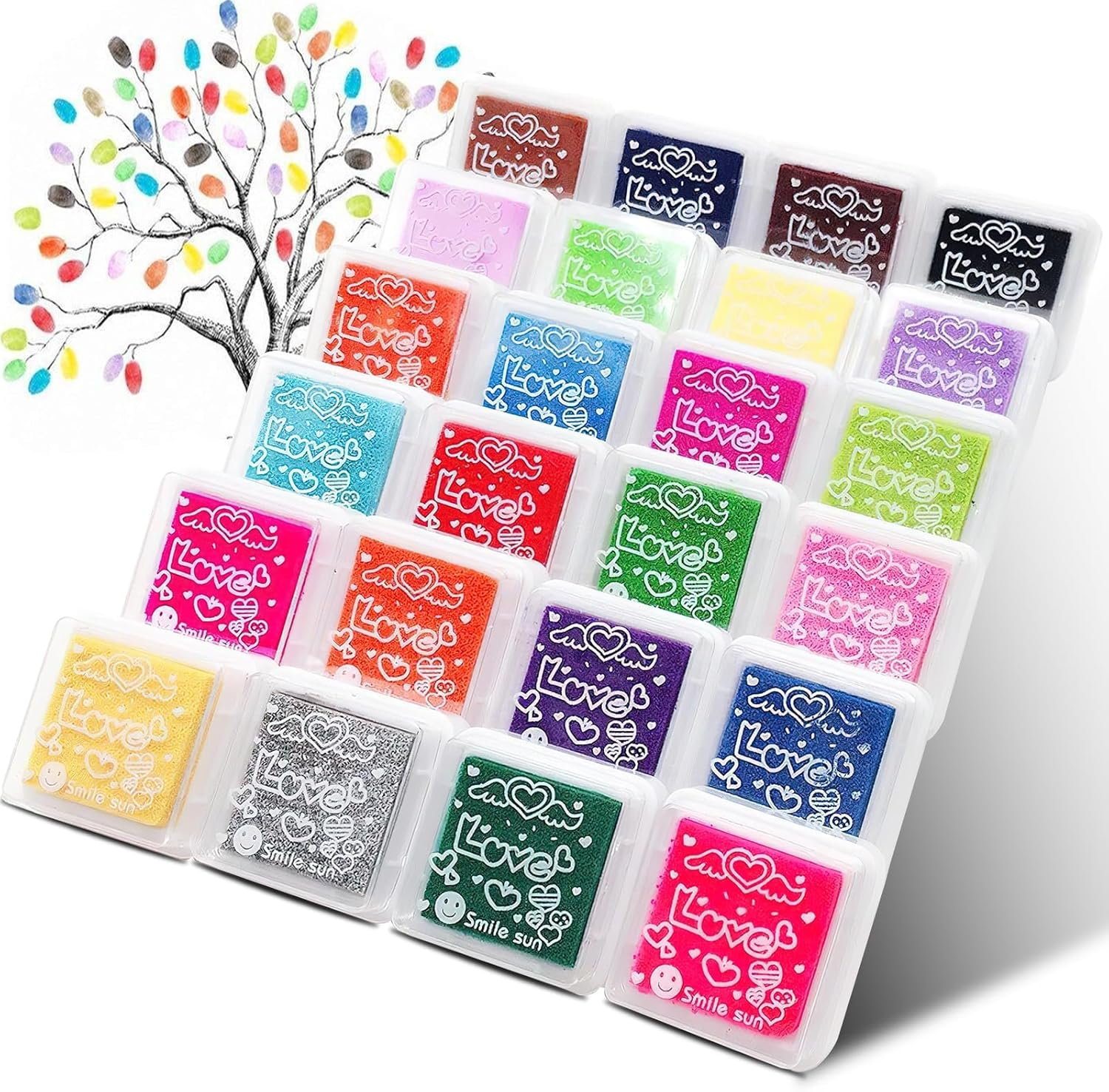 Craft Ink Pad, 24 Colors Finger Stamp Pads, Washable Craft Stamp Pads for Paper, Craft, Wood Fabric, Scrapbooking, Card Making, Kids image number 5