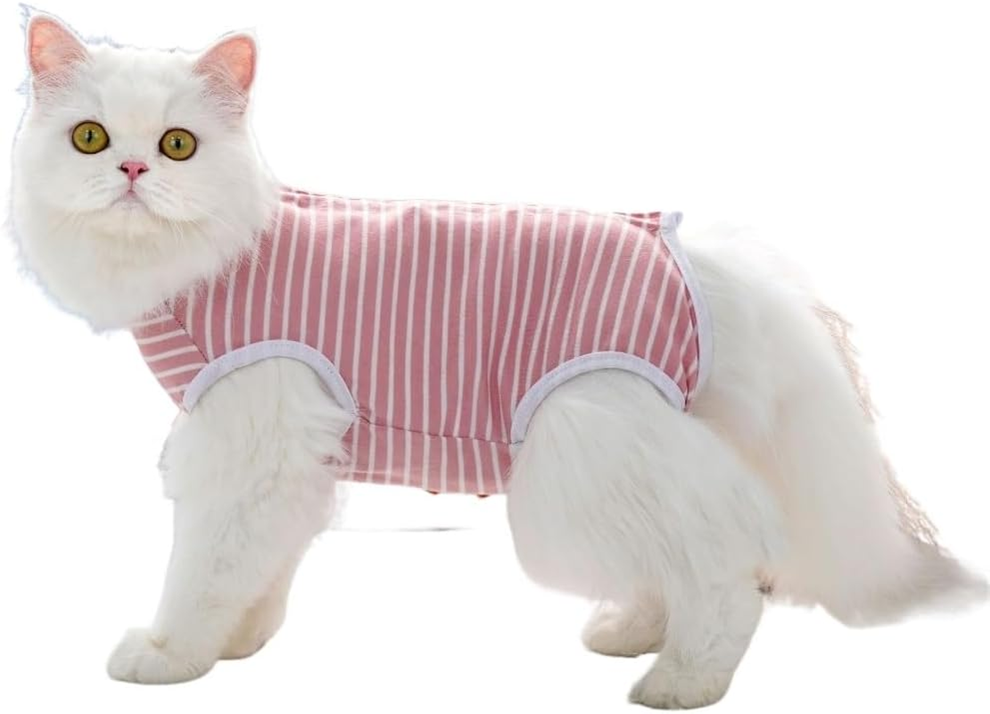 Dog Recovery Suit after Surgery,Surgical Shirts Spay Suit for Female Male Dog, Striped Puppy Doggy Onesie Snugly Vest for Abdominal Wounds Anti-Licking, Closure Cat Neutering (Pink, Small) image number 3