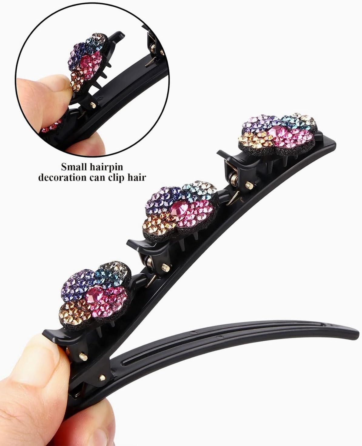 AORHOFJ Pack of 4 Four Leaf Clover Hair Clips, Delicate Four Leaf Clover Hair Clips, Colourful, Sparkling Crystal Hair Clip, Flower, Hair Clips Women, Flower Hair Clip, Flower Hair Clip image number 1