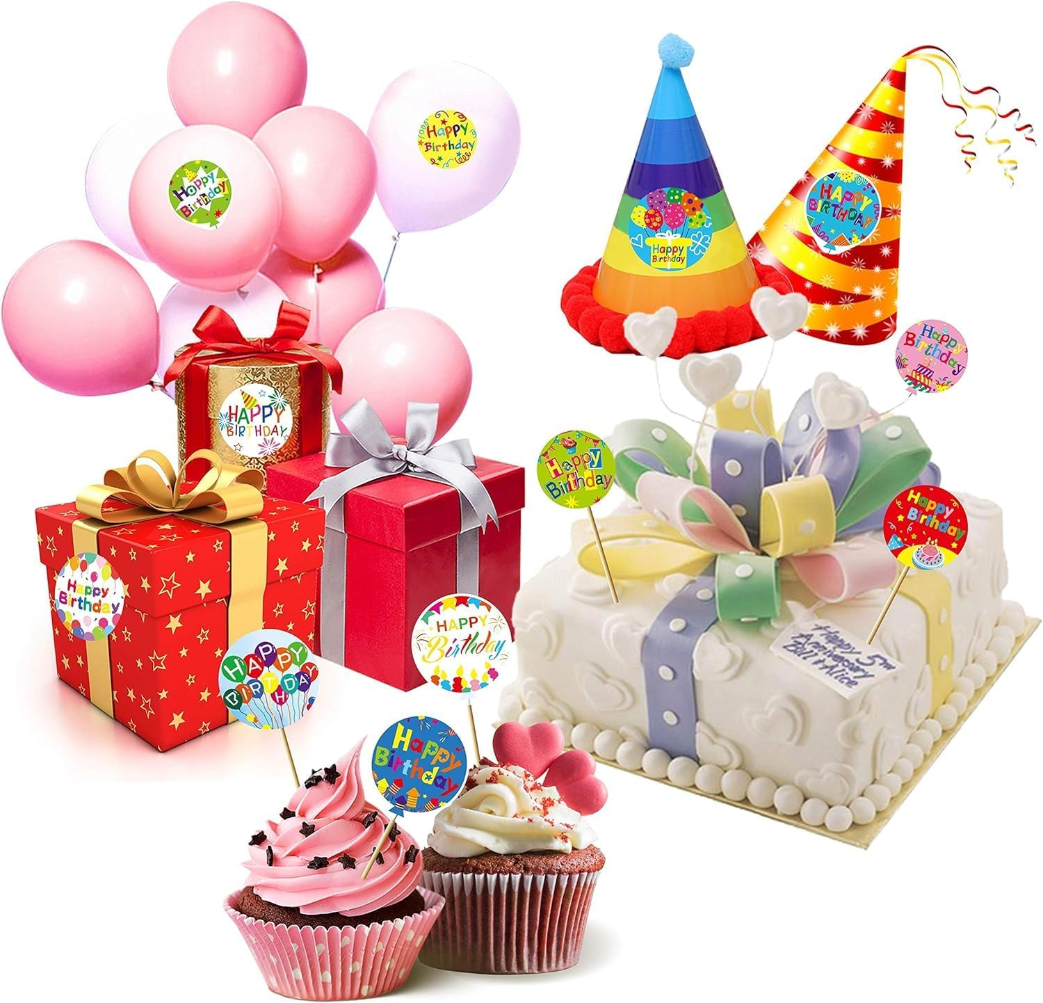 2000PCS Birthday Stickers for Kids, 4 Rolls 1 Inch Happy Birthday Stickers Colorful Kid Birthday Stickers Decoration in 30 Designs, Stickers for Birthday Theme Party Decoration image number 5