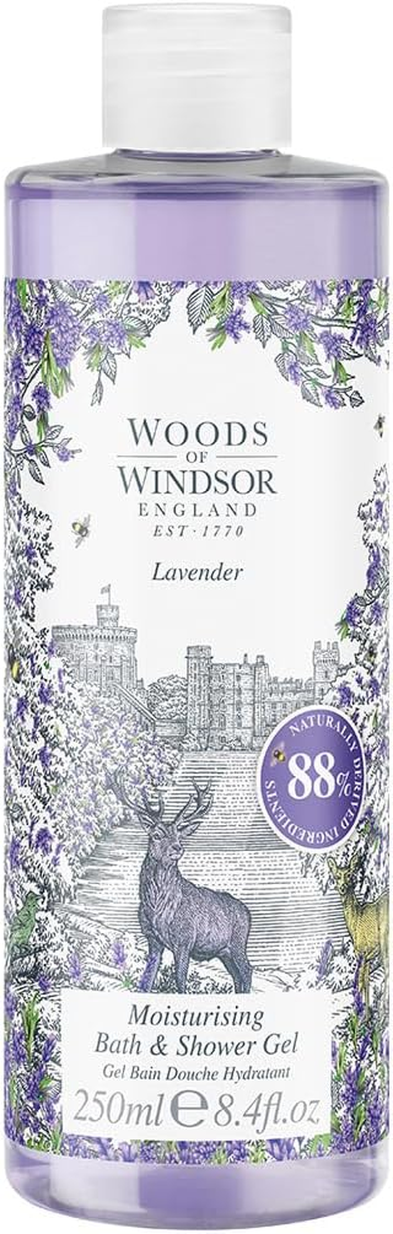 Woods of Windsor Lavender Bath and Shower Gel, Womens Shower Gel with Patchouli Musk and Chamomile, Gentle Cleansing and Moisturising Body Wash with Vitamin E, Lavender 250Ml image number 2