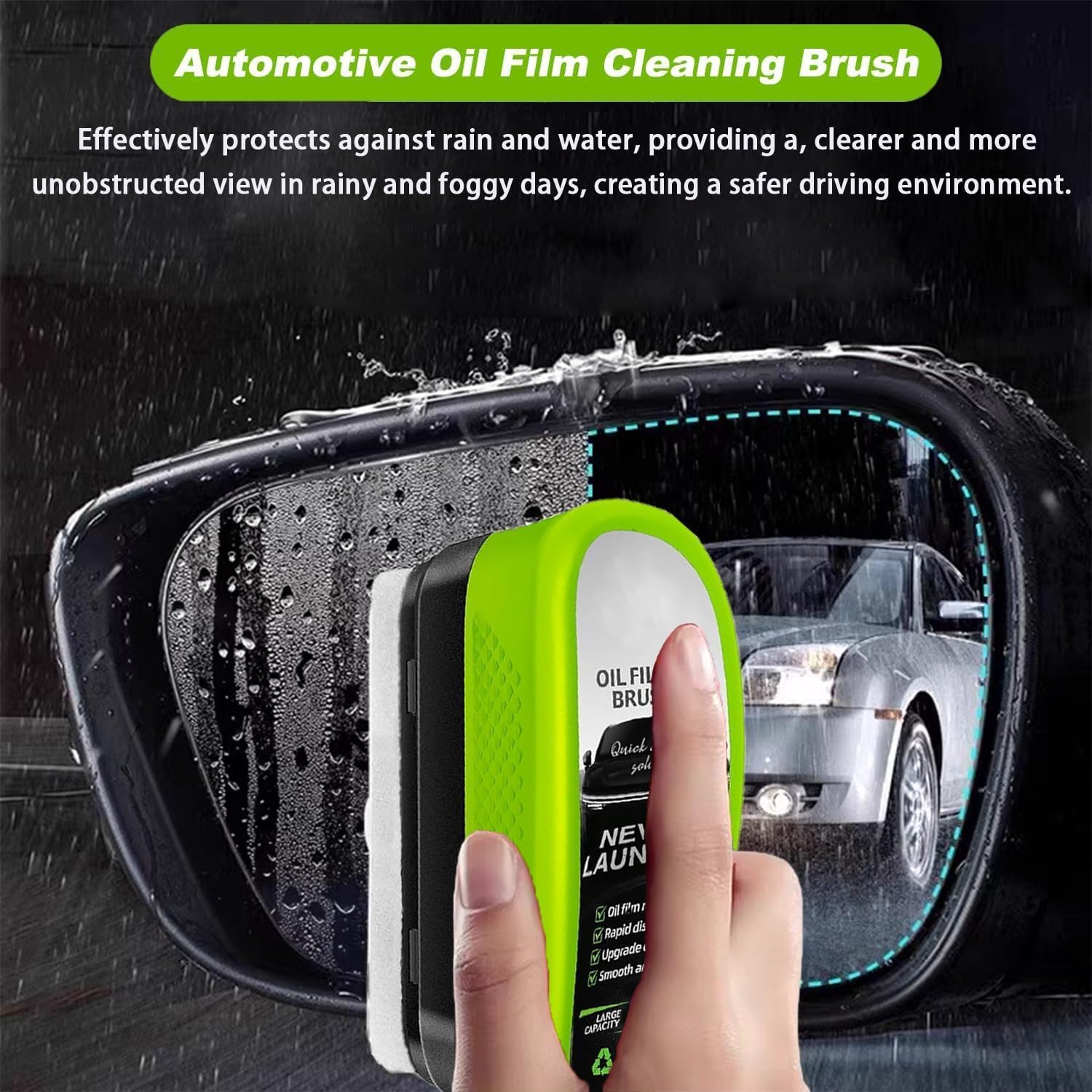 2025 Update Automotive Oil Film Cleaning Brush, Reusable Oil Film Cleaning Brush, Powerful Glass Cleaning Board for Window Remove Dirt Improve Clarity & Visibility (1PCS) image number 2