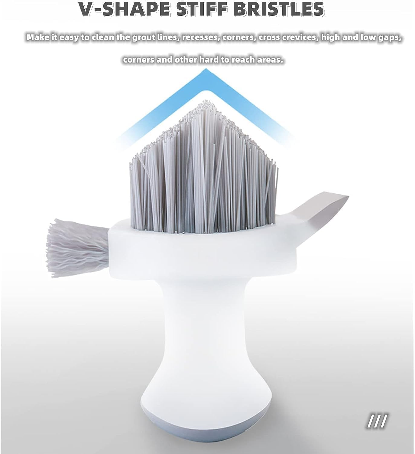 Cleaning Brushes, 4-In-1 Floor Scrub Brush with Squeegee V-Shape Gap Scrub Brush Tile Grout Cleaner Brush Corner Crevice Scrubber Baseboards Brush Tool Groove Brush Multi-Purpose Scrubbing Tools image number 1