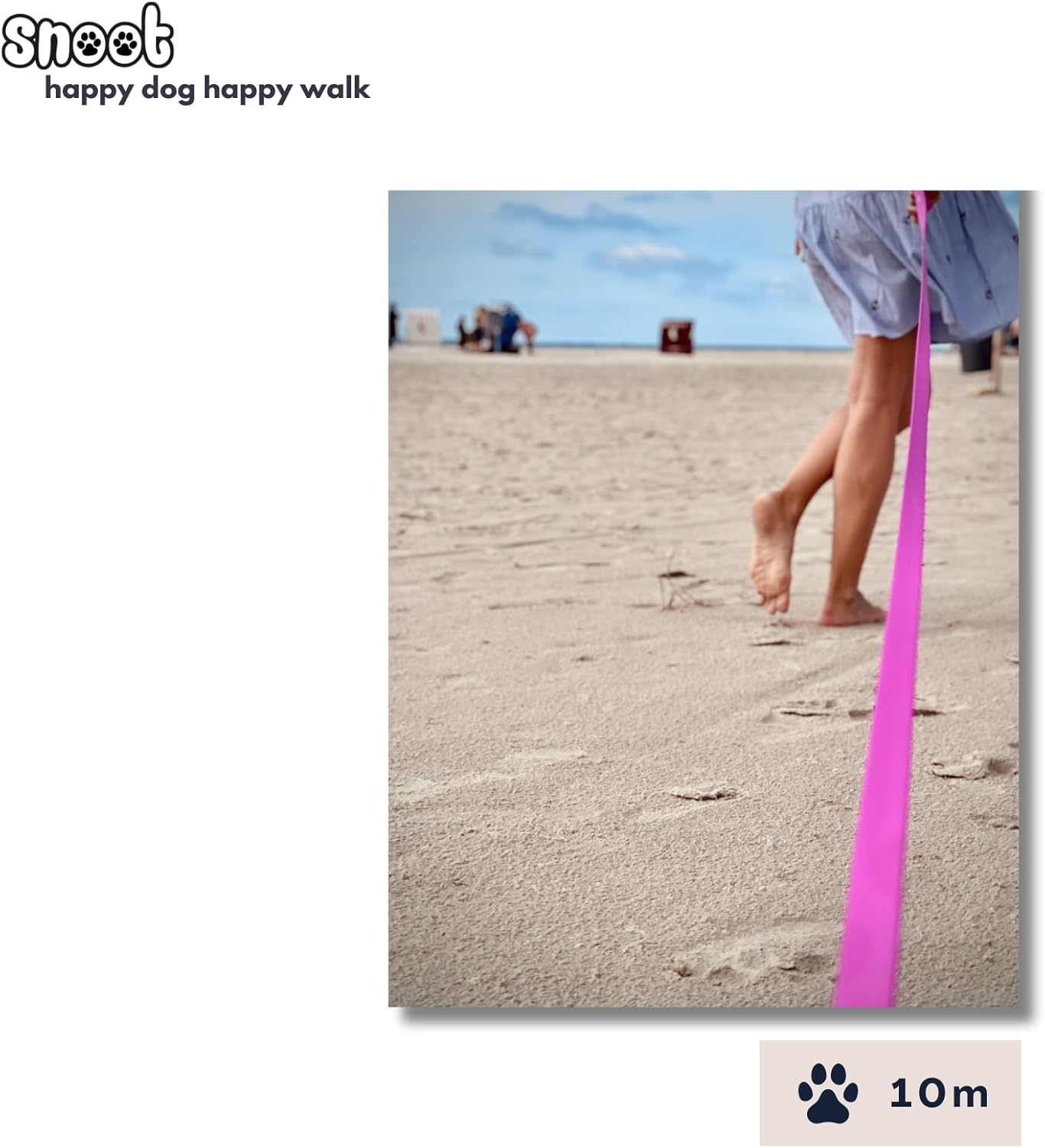 SNOOT 10M Towing Line, Dog Leash, 1 Carabiner, Magenta, Extra Narrow, Dirt and Water Repellent