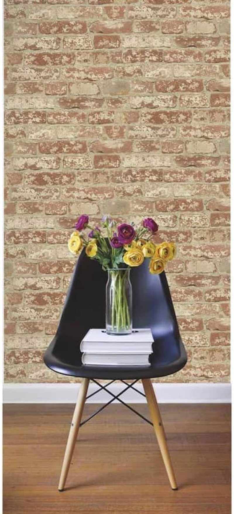 Roommates Stuccoed Brick Peel and Stick Wallpaper, Red image number 2