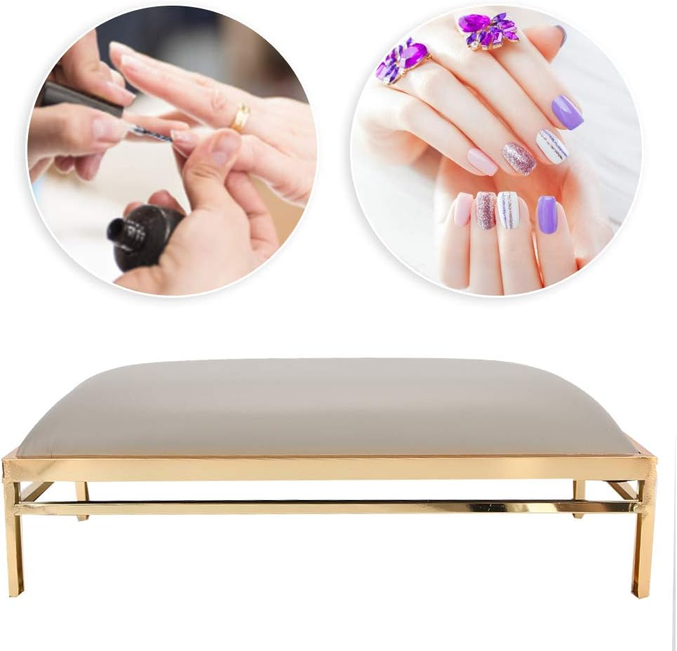 Nail Art Hand Pillow, anti Slip Soft Nail Arm Rest, Washable PU Leather Nail Armrest, with Steel Stand for Salon Home, Nail Art Equipment Tools (Marble) (Grey) image number 4