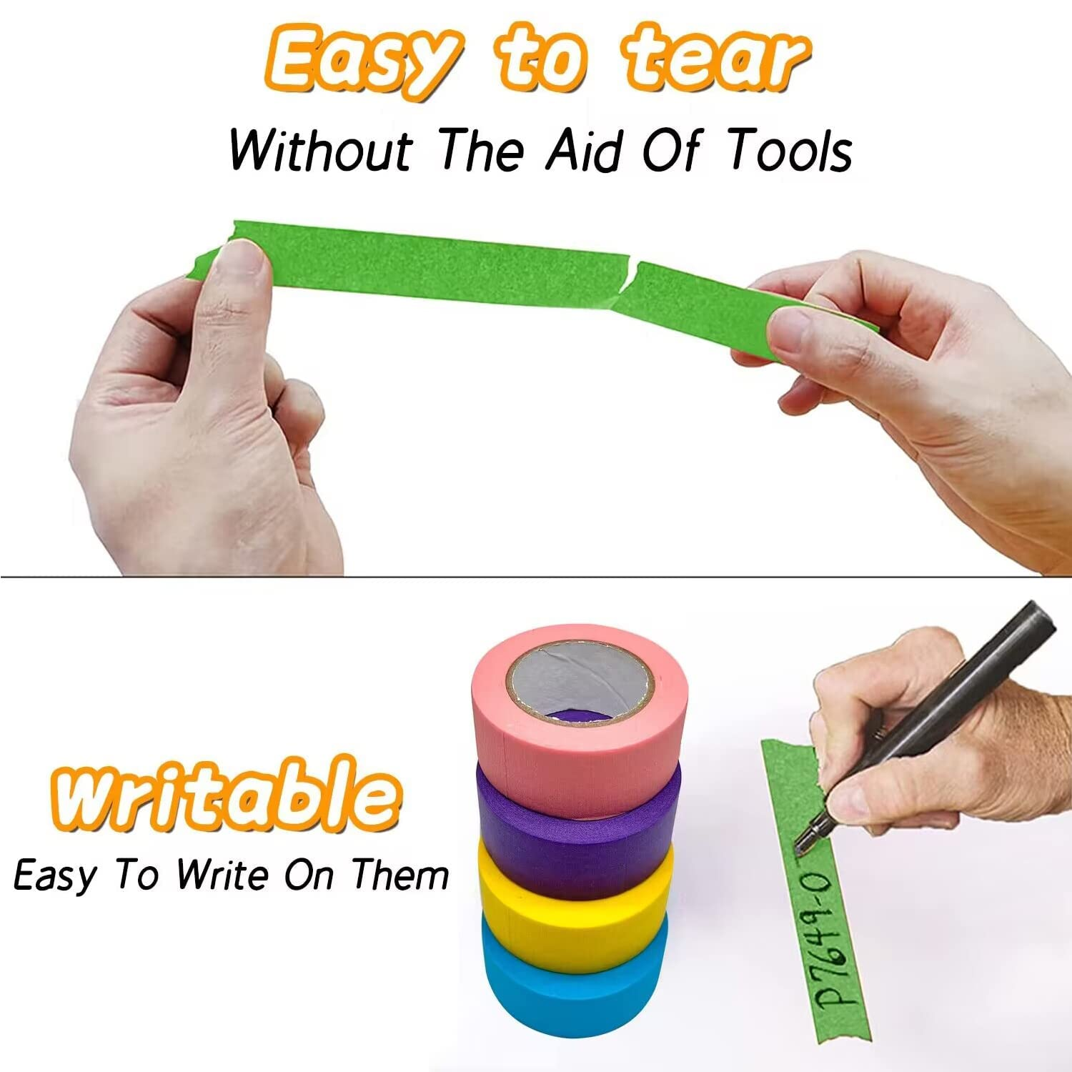 Colored Masking Tape &ndash; 6 Roll Multi Pack &ndash; 66 Feet X 0.6 Inch of Colorful Craft Tape &ndash; Vibrant Rainbow Colored Painters Tape &ndash; Great for Arts & Crafts, Labeling and Color-Coding image number 5