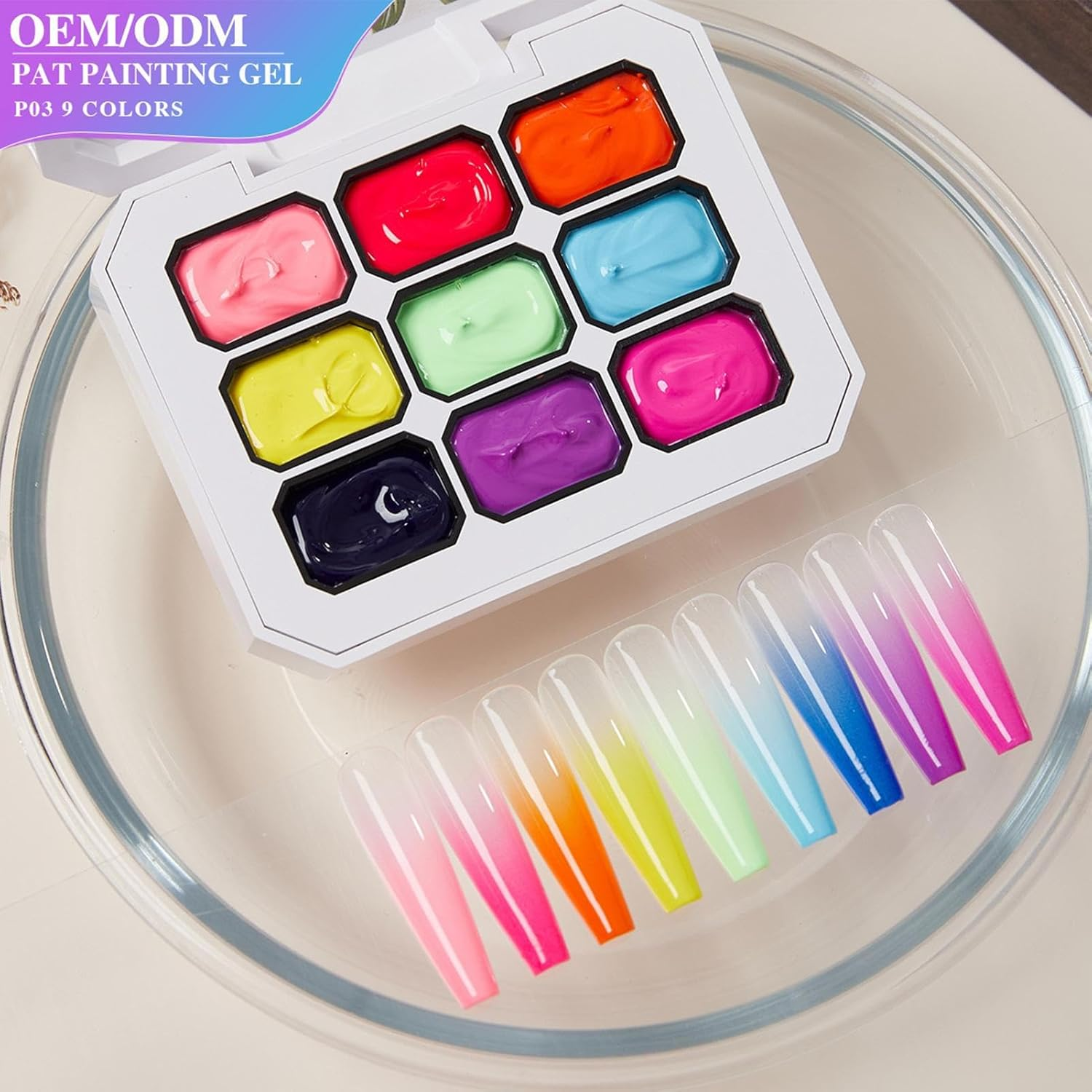 Patting Gel - Gradient Paint Gel - 9-Color Polish Accessories Nail Design Art Tools for Women Manicure Creation Painting image number 1