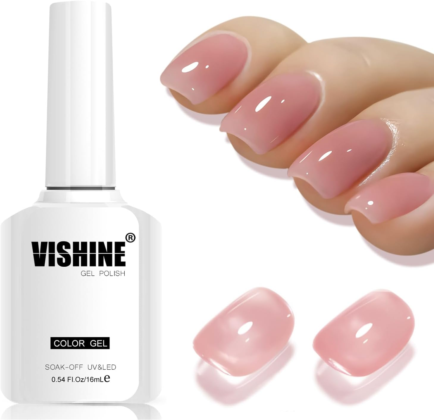 Vishine 16Ml Sheer Brown Nude Jelly Gel Polish Translucent Nude Crystal UV Gel DIY at Home Nail Art Soak off Brown Nude Shade E040