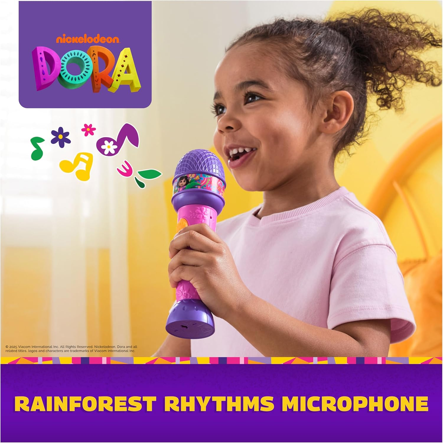 Dora, Rainforest Rhythms Microphone with Music, Sound Fx & Bilingual Phrases, Kids Toys for Girls & Boys Ages 3 and Up image number 3