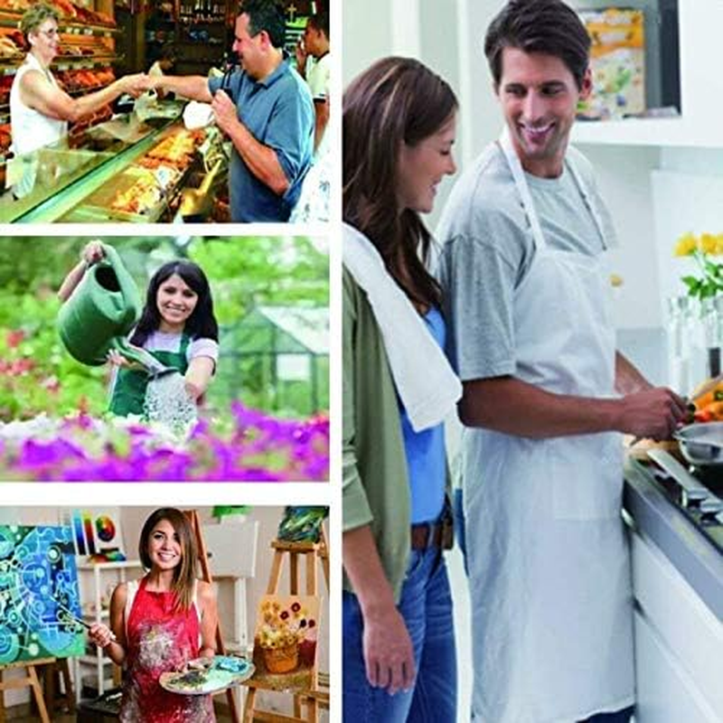 Chefs Apron SENRISE Chefs Apron Plain Color, Adult Women Unisex, Durable Comfortable with Front Pocket Washable for Cooking Baking Kitchen Restaurant Crafting - Blue image number 5