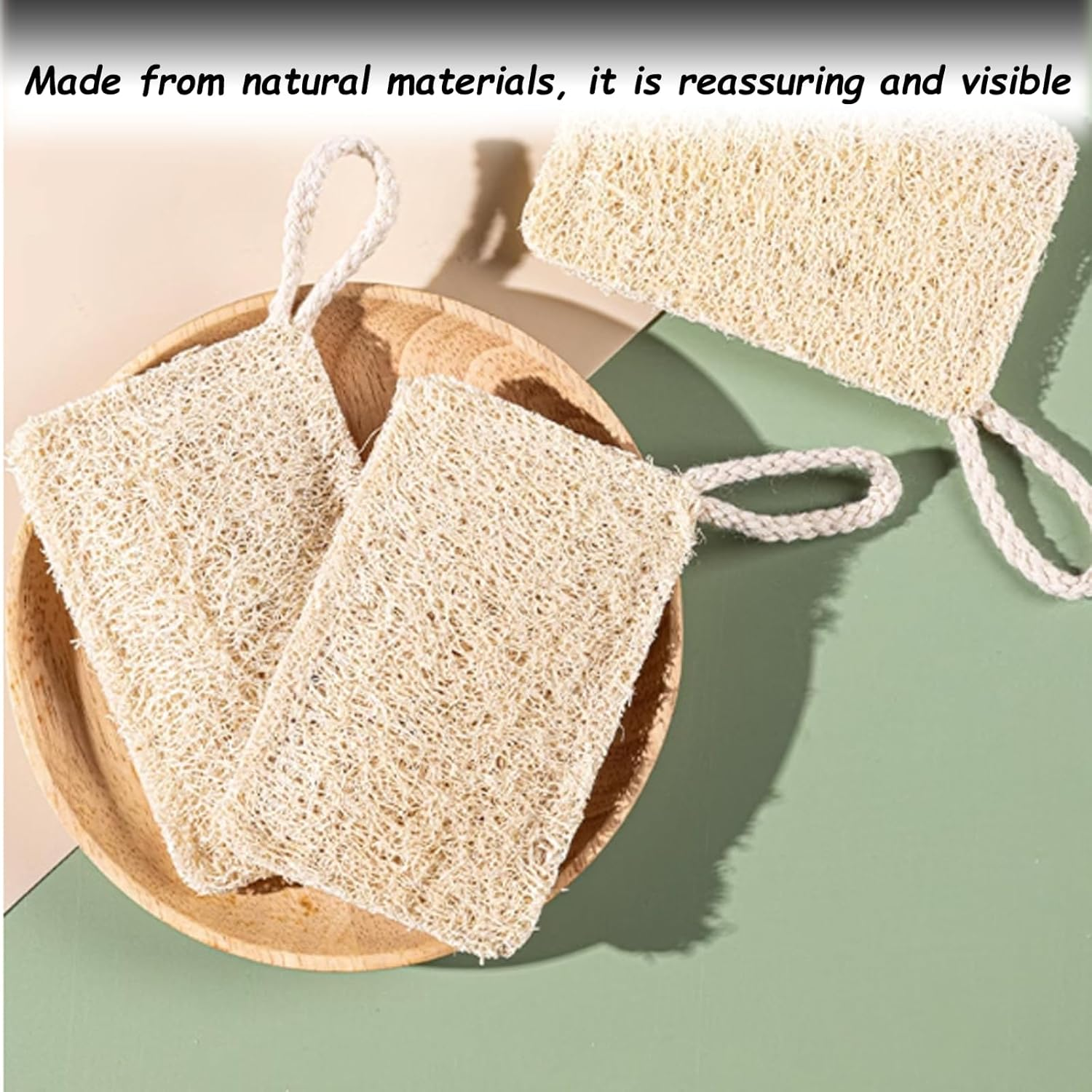 Fokmuaex 2 PCS Organic Loofah Sponges for Shower & Bath - Gentle Exfoliating Washcloths, Multi-Purpose Body Scrubber for Children Skin Care, Bath Spa Accessories image number 4