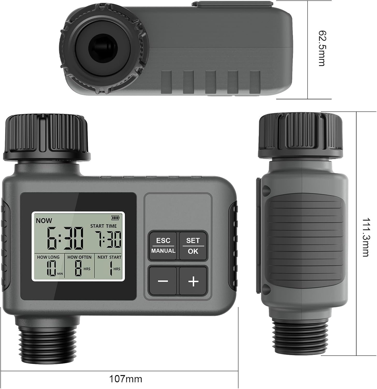 HUAJUN Water Timer for Garden Hose, Programmable Digital Sprinkler Timer with Manual & Automatic Modes, Tap Timer Outdoor with IPX5 Waterproof Design and Rain Delay for Yard, 1 Outlet image number 1