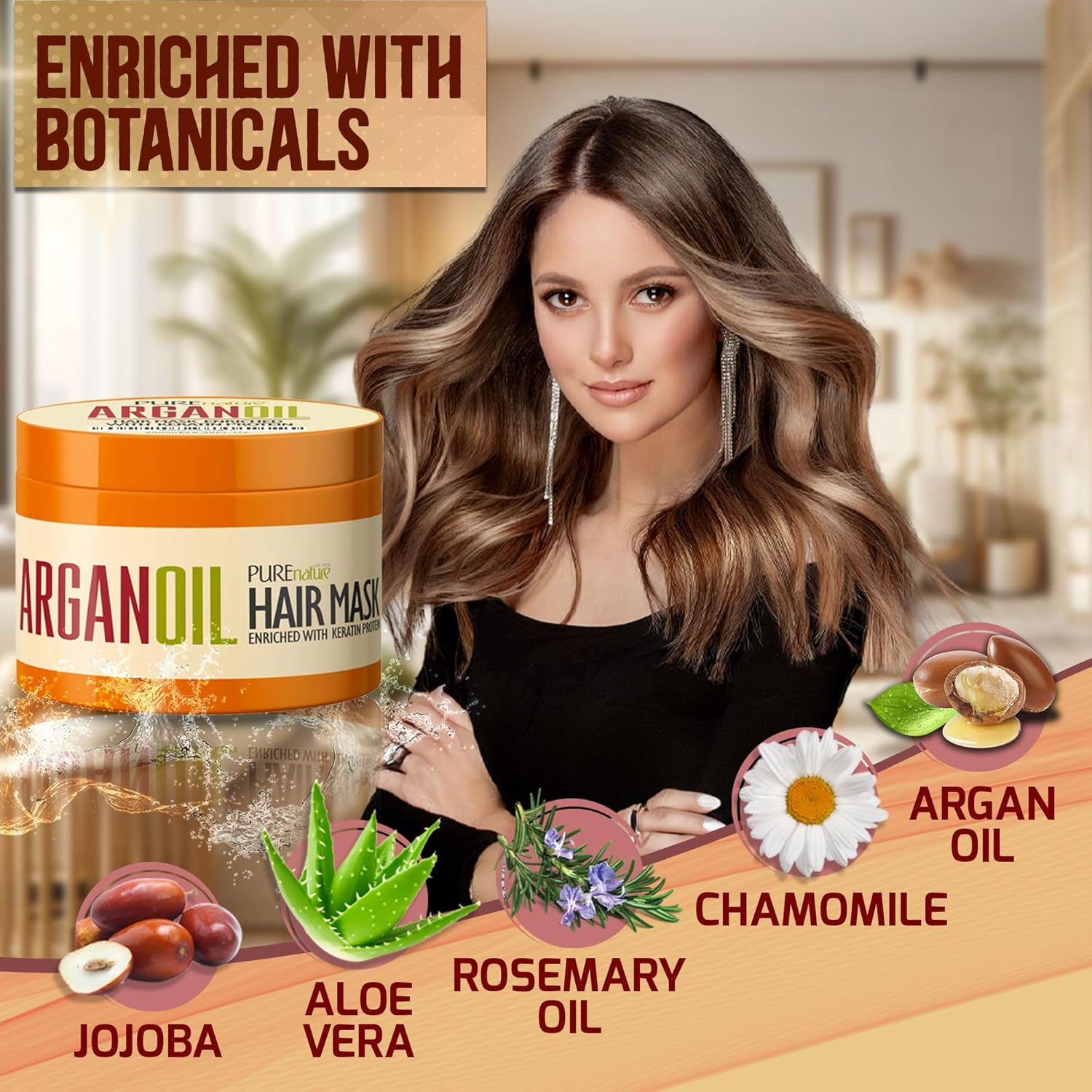 Moroccan Argan Oil Intense Hair Mask - Hydrating Technology for Damaged, Extremely Dry Split Ends - Deep Conditioner Repair Treatment for Curly, Straight, Frizzy, Black and Color Treated Hair image number 5