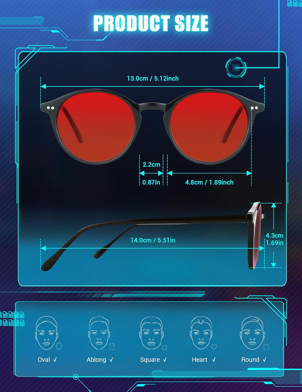 TIJN Blue Light Glasses for Women round Frame Computer Glasses Pink Lens Gradient Glasses - 08.(Max Protect- Red Lens) Black image number 5