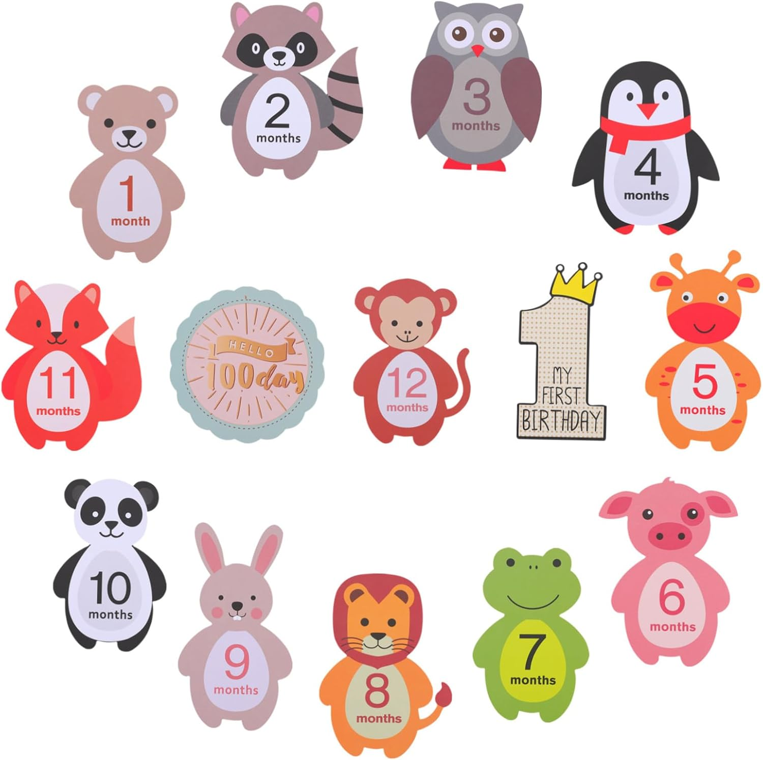 24Pcs Milestone Decals Animal Theme Growth Stickers for Newborns and Unique Photo Props to Capture First Year Memories Shower Gift image number 5