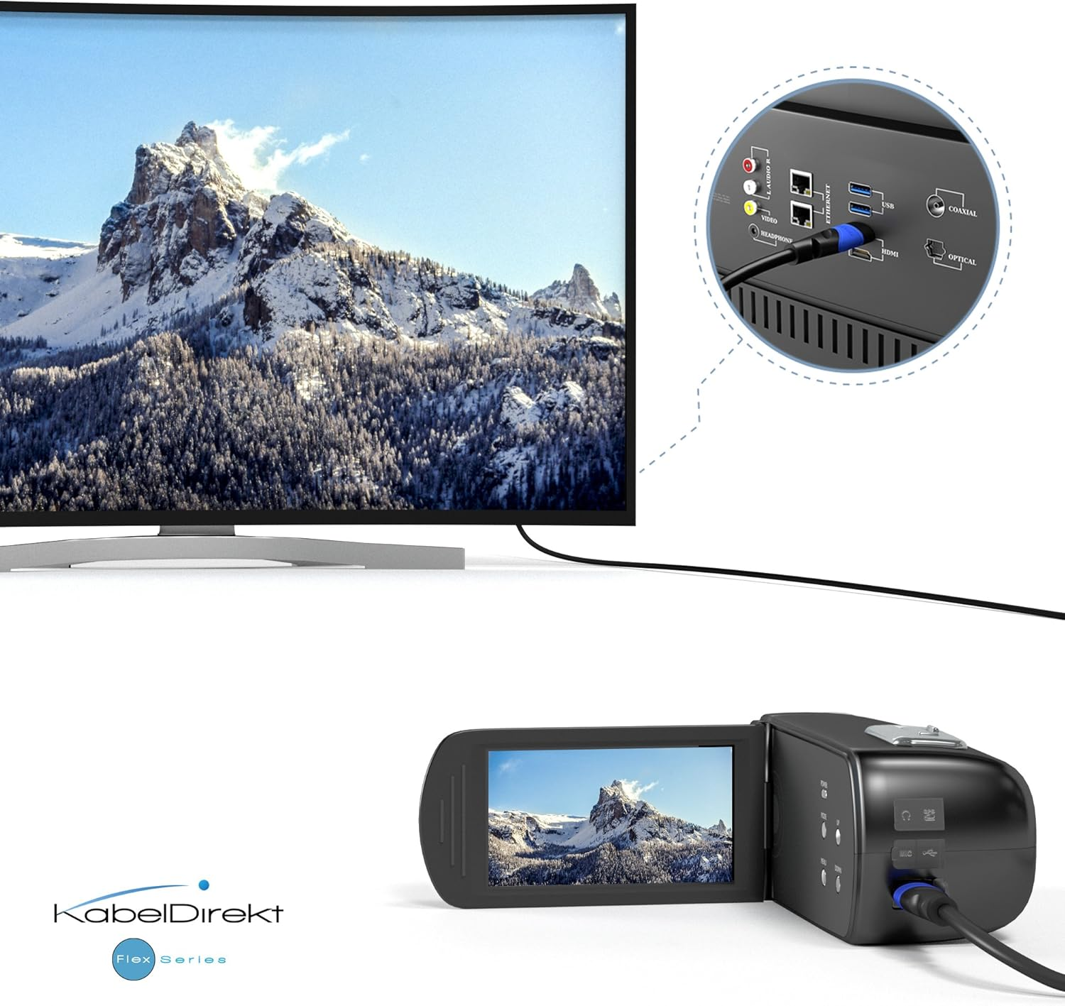 Mini HDMI Cable with Break-Proof Design &ndash; 3M (HDMI-A to Mini-Hdmi, Bidirectional, 4K@60Hz for Ultra HD, High Speed with Ethernet, for Tablets/Cameras/Camcorders, Black) &ndash; Cabledirect image number 2