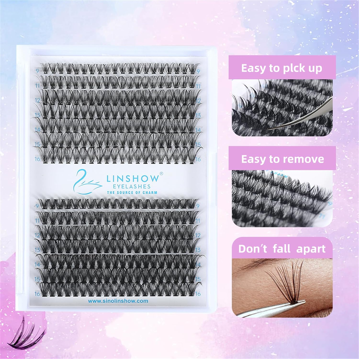 Cluster False Eyelashes 280Pcs 30/40D Mix9-16Mm D Curl DIY Individual Lashes Russia Volume Soft Natural Lashes (D Curl) image number 5