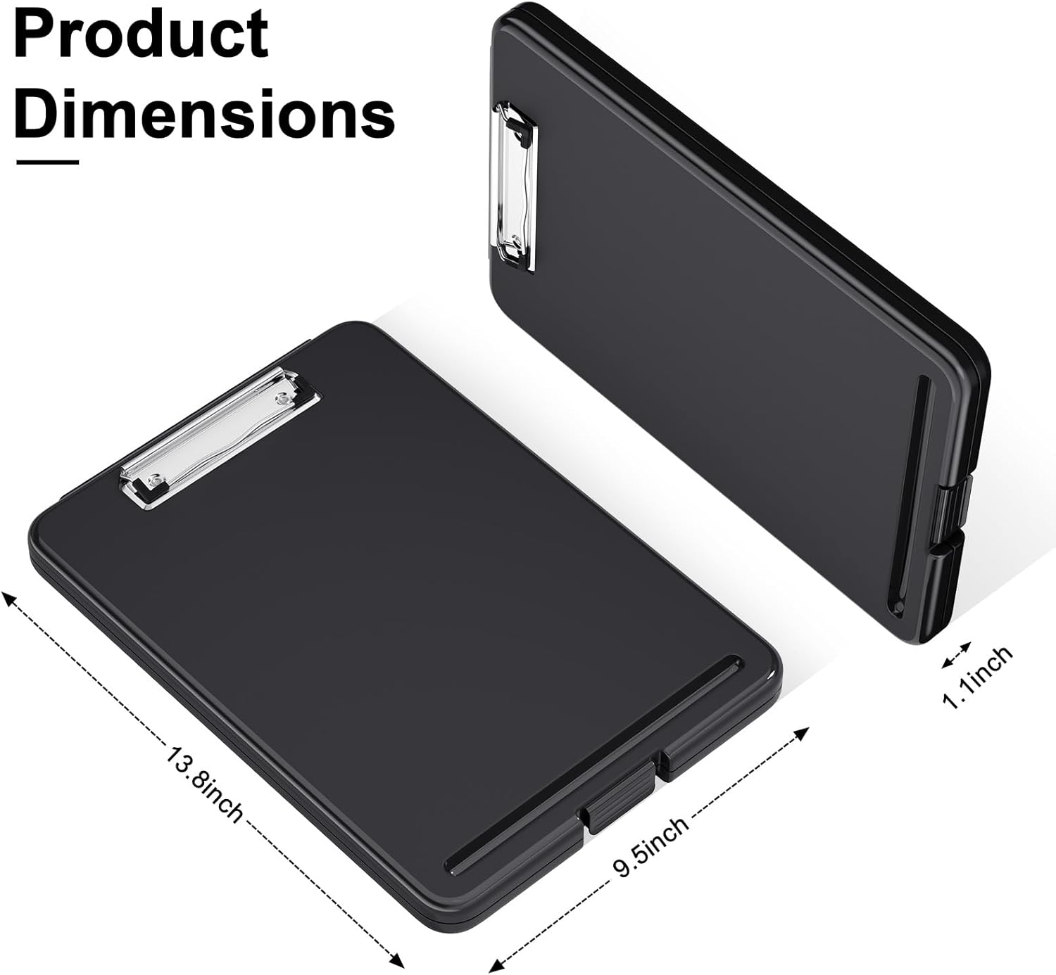 Hongri Clipboard with Storage, 8.5 X 11 Nursing Clip Board Foldable Storage for Nurses, Lawyers, Students, Classroom, Office, School, Size 13.4 X 9.4 X 0.9 In, Black image number 1