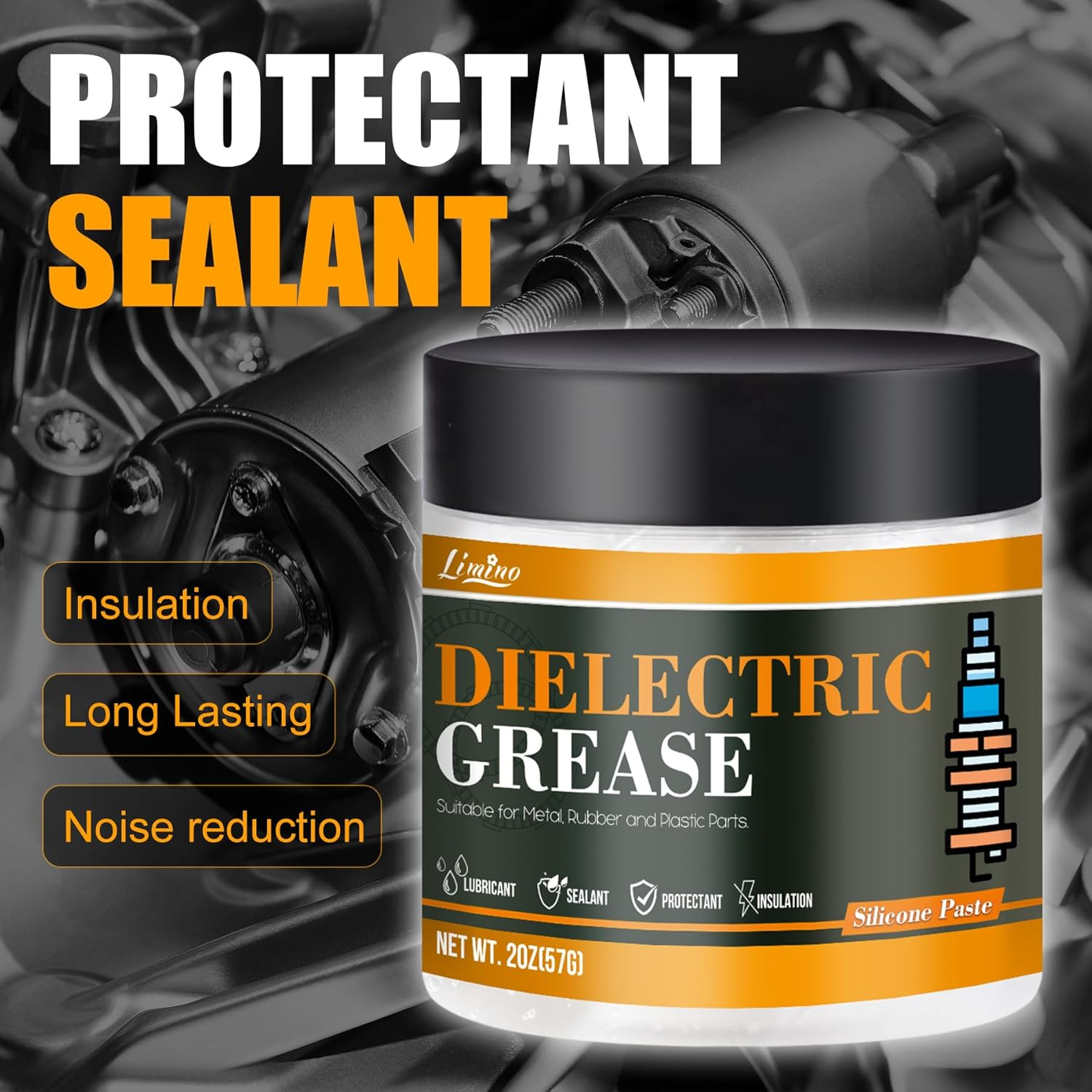 Silicone Grease - 114 G Dielectric & Automotive Grease for Electrical Components and Plugs, Spark Plugs, Automotive O-Ring, Brake Brake - Waterproof Silicone Paste, Heat Resistant and Easy to Use