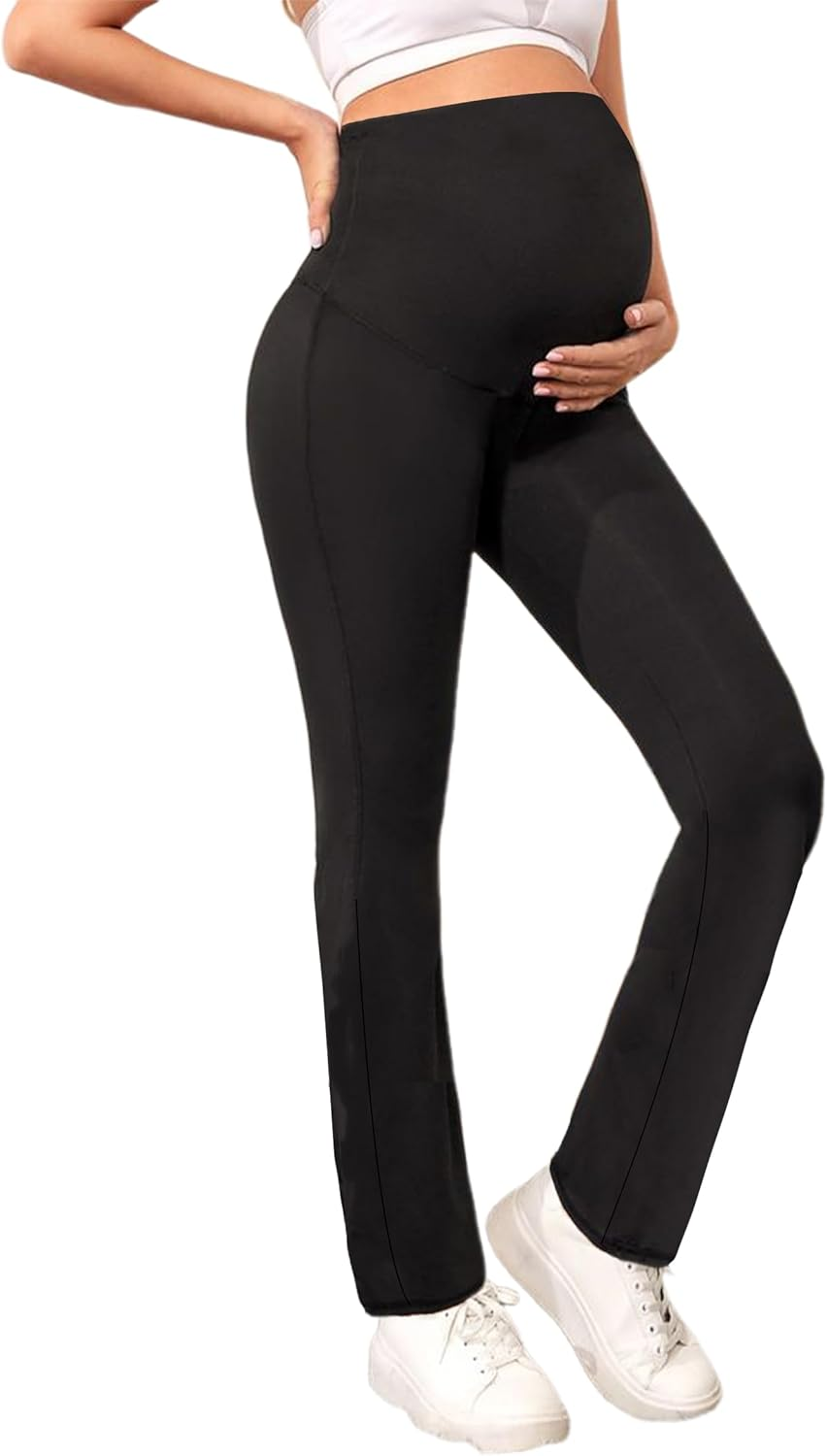 Buttery Soft Fold over Straight Leg Leggings, Two Ways to Wear, before during after Pregnancy image number 1