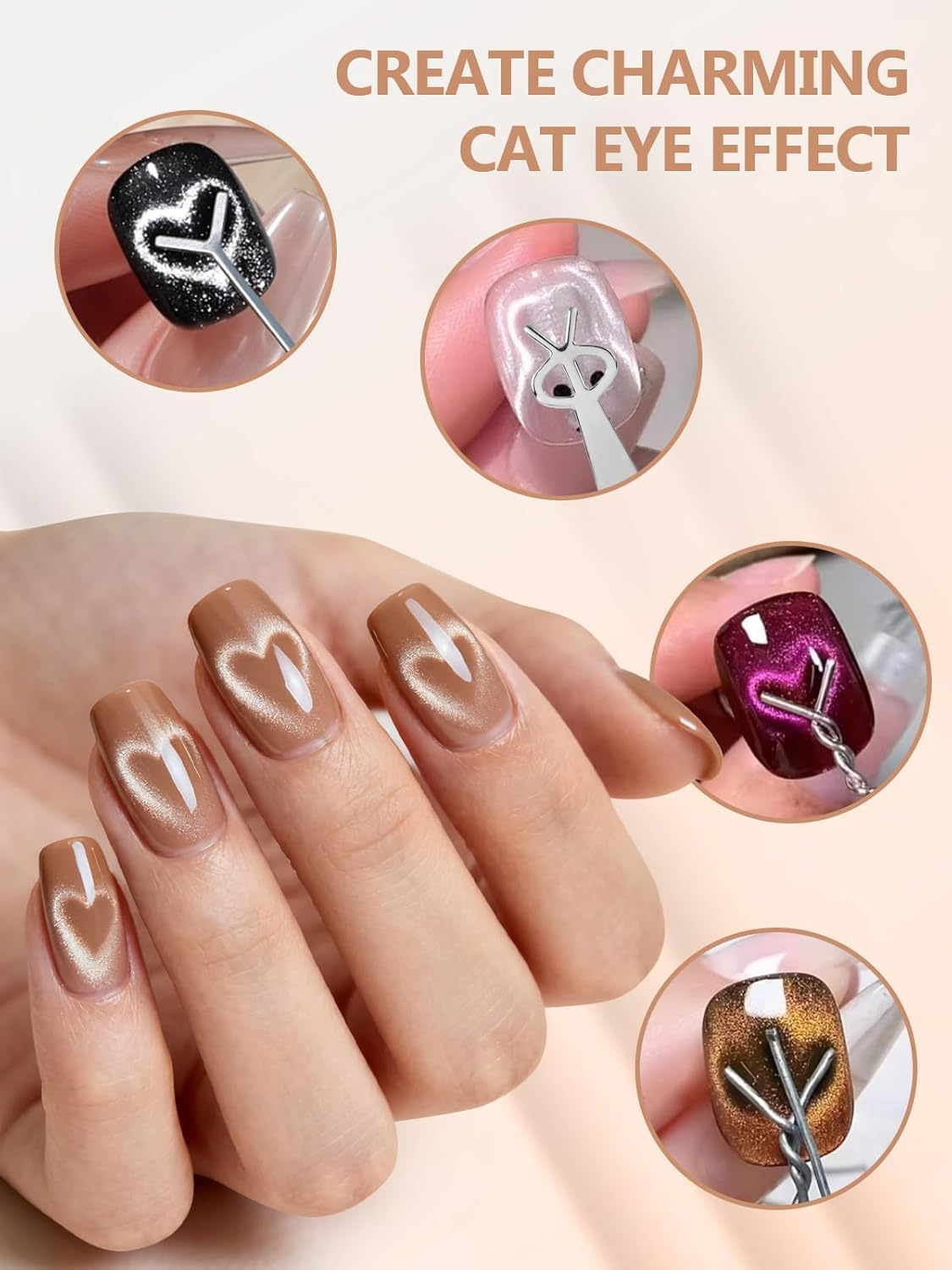 EBANKU 6 in 1 Cat Eye Nail Magnet Tool Set, Multifunctional Wooden Handle Nail Magnet, Heart Rabbit Shape Cat Eye Magnet for Nails, Long Strip Magnets Tool for Nail Art DIY at Home image number 6