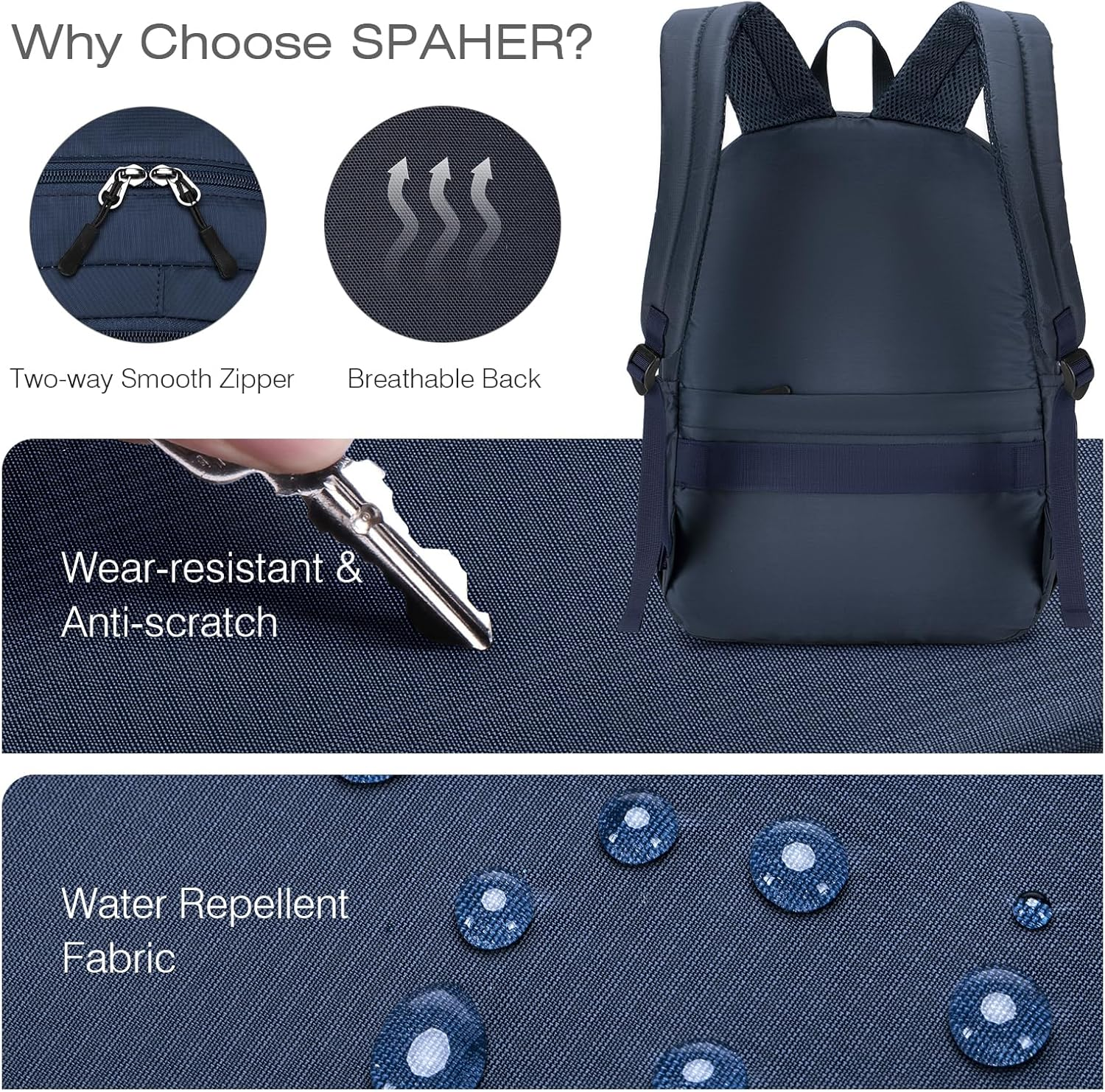 SPAHER Underseat Cabin Bags Wizzair 40X30X20 School Travel Backpack for Women Men School Bags Carry on Luggage Backpack Waterproof Casual Sports Backpack Daypack 25L image number 3