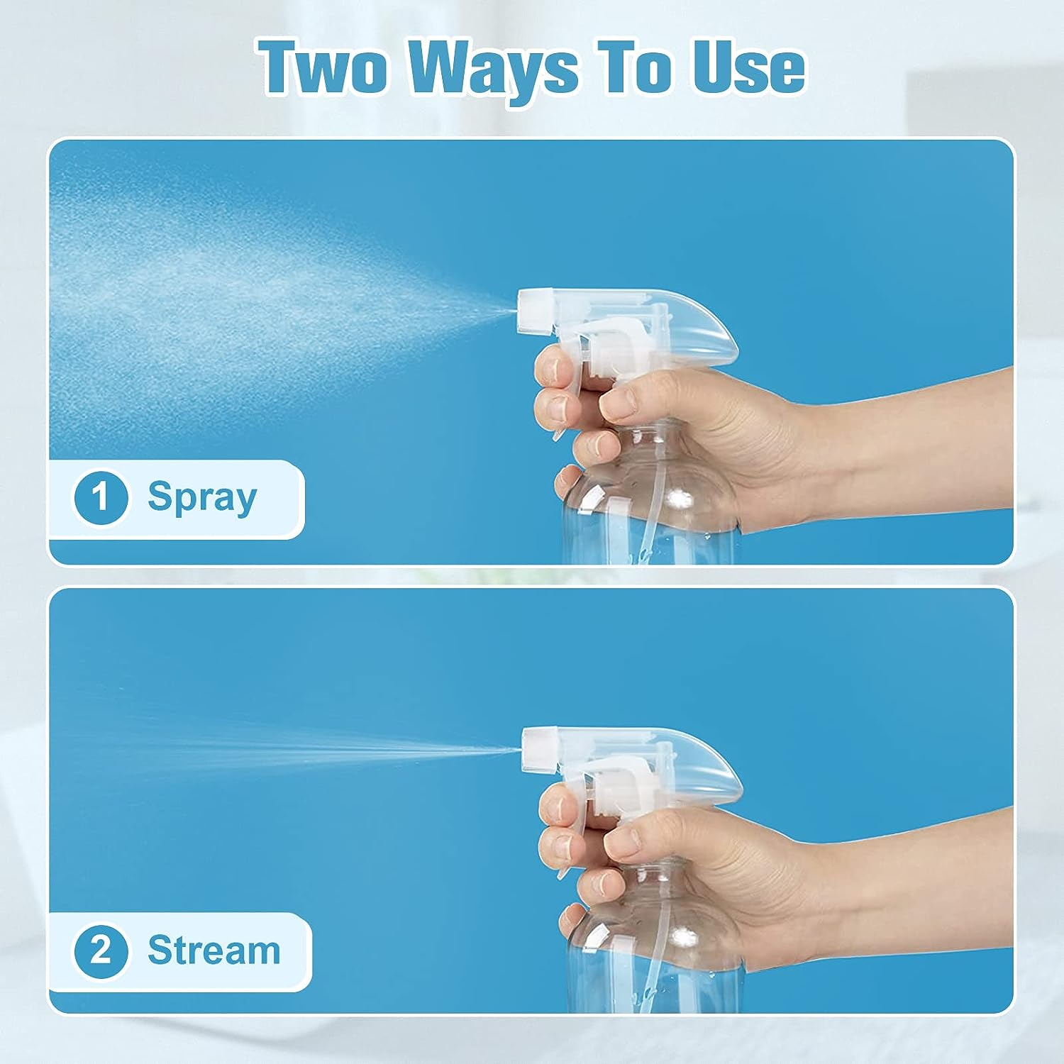 Sadoia 3 Pack Glass Spray Bottles with Silicone Sleeve Protection - Refillable 17Oz for Cleaning Solutions, Essential Oils, Misting Plants, Hair Styling Blue,Pink image number 3