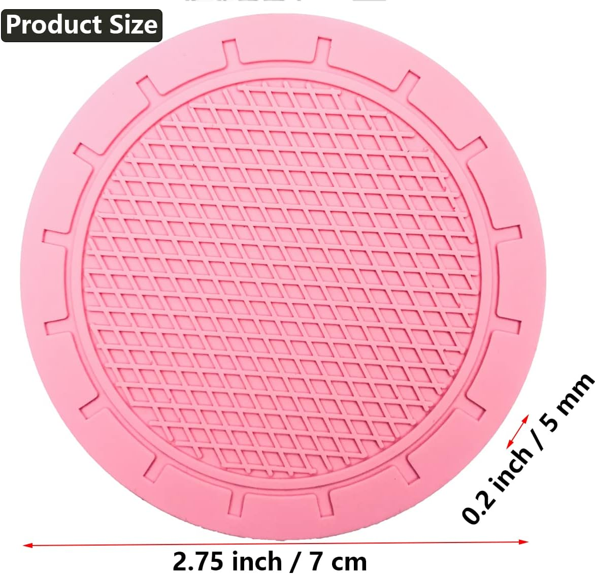 Cup Holder Coaster, 4 Pack 2.75 Inch Diameter PVC Non-Slip Universal Insert, Durable Car Accessory for Most Interiors, Suitable for Women and Men - Pink - Blue image number 2