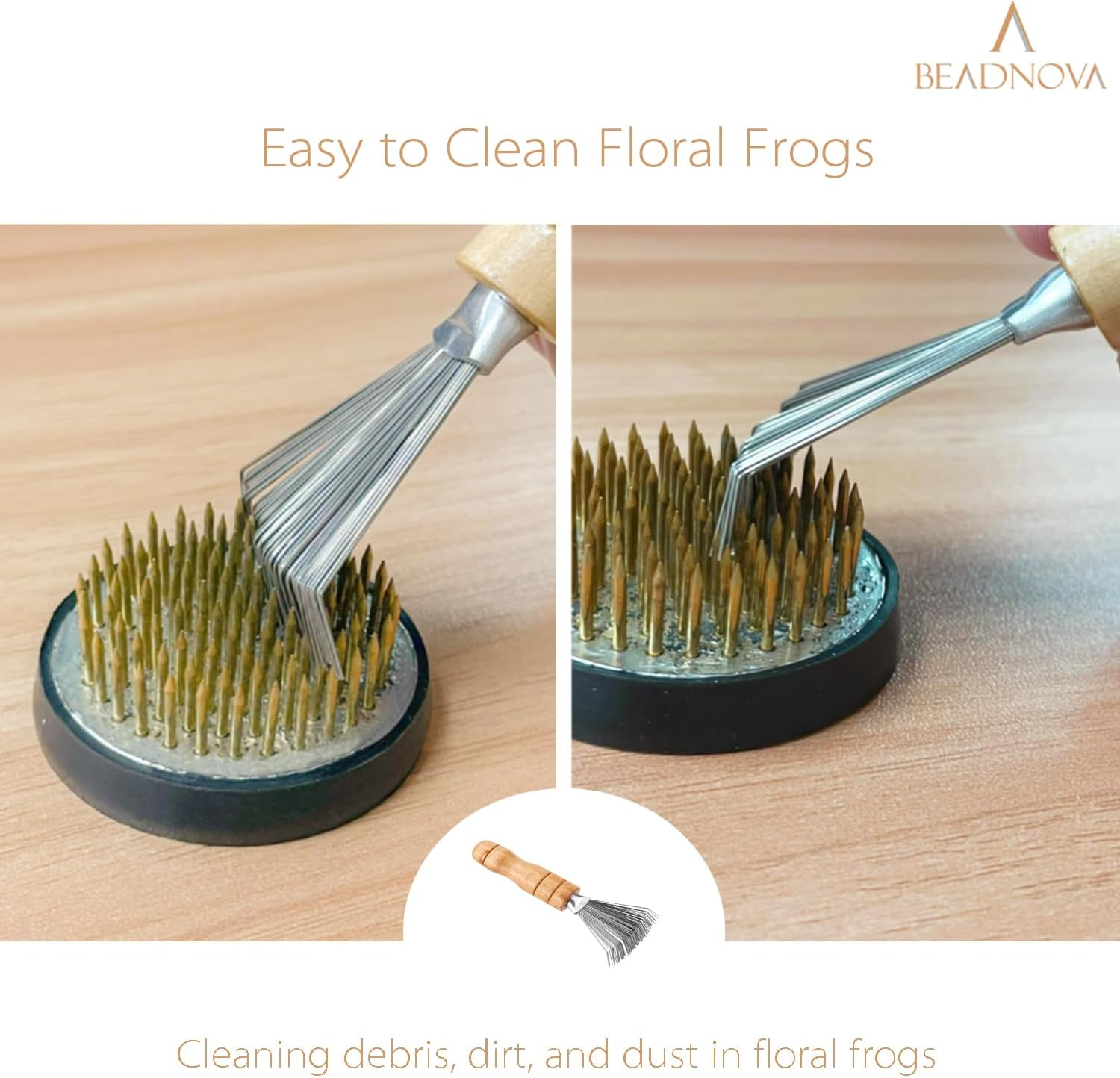 BEADNOVA Kenzan Needle Straightener Flower Frog Brush Ikebana Tool Set Kenzan Pin Straightening Tool Floral Frogs Cleaner for Flower Pins Hair Brush Comb Brush Cleaner for Hair Comb Cleaning image number 3