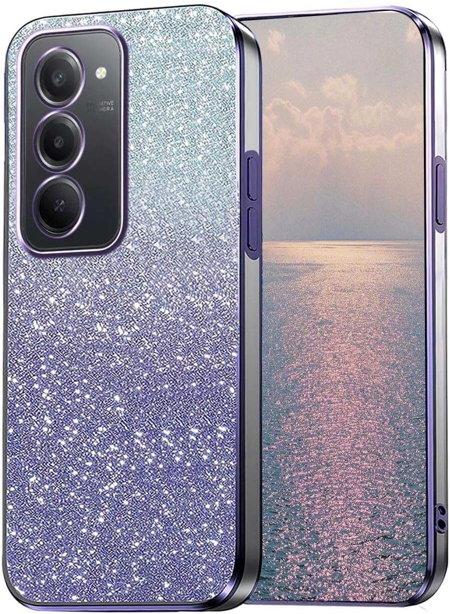 YUEQIAN Glitter Case for Xiaomi Redmi 15 4G / 5G, Ultra Thin Transparent Shiny Sequins Girls Mobile Phone Case, Soft TPU Silicone Shockproof Drop-Proof Protective Case Pink