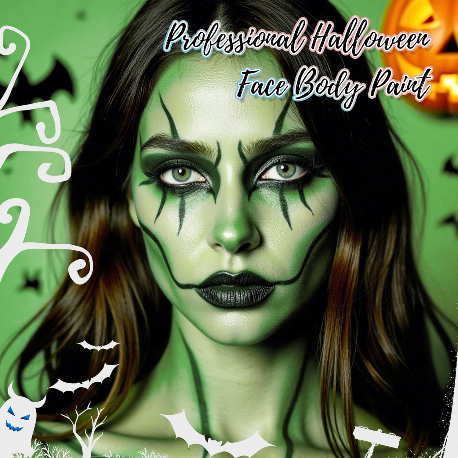 YBUETE Light Green Water Based Face Body Paint for St. Patrick&rsquo;S Day,2.37 OZ Large Tube Full Coverage Face Paint for Cosplay Monster Hulk Witch,Washable Green Body Painting Adult Halloween SFX Makeup - Blue image number 3