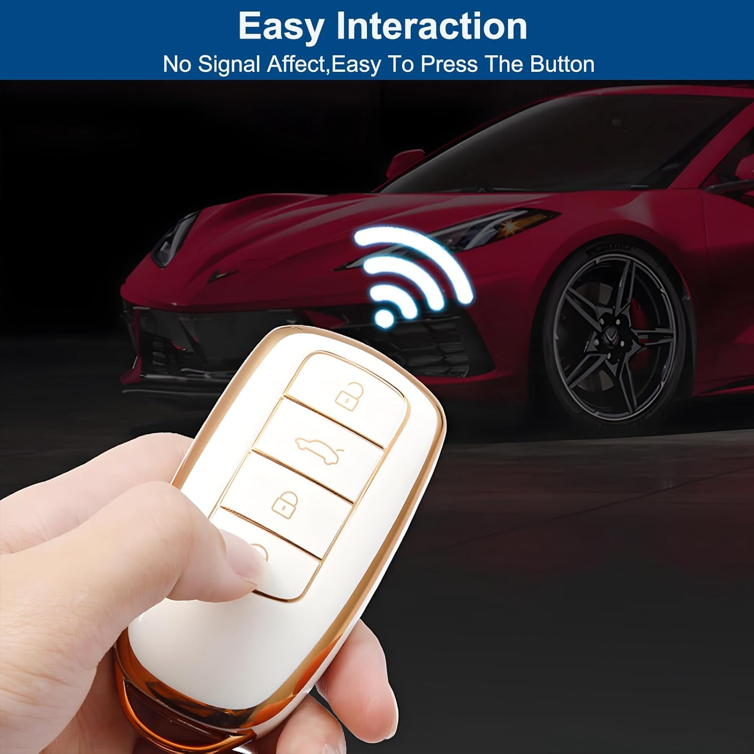 2 Pcs Car Smart Key Fob Case, Soft TPU Remote Key Fob Cover, Car Key Fob Protector Compatible with Chery Omoda 5 and Tiggo 8 Pro 8 plus (White)