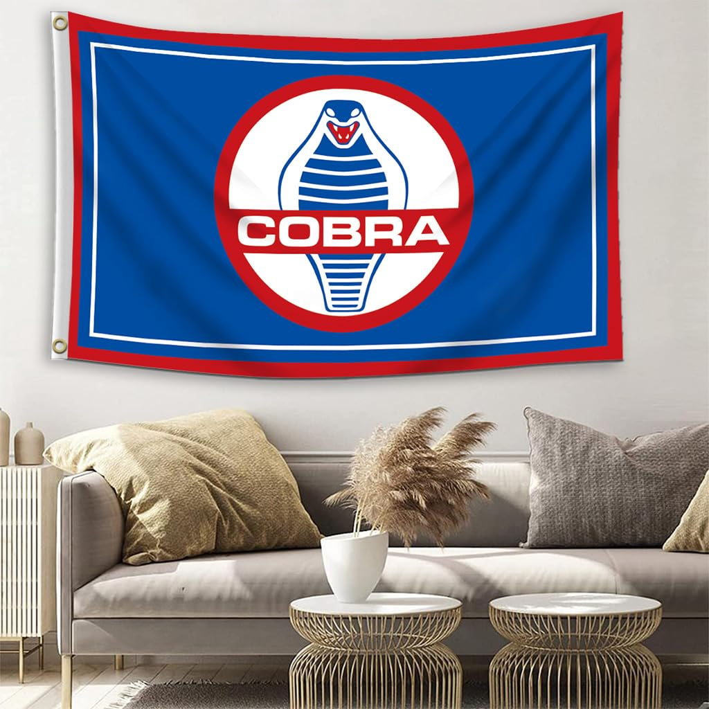 Car Racing Flag Banner Compatible with Shelby Cobra 3X5Ft Flags for Garage Room Man