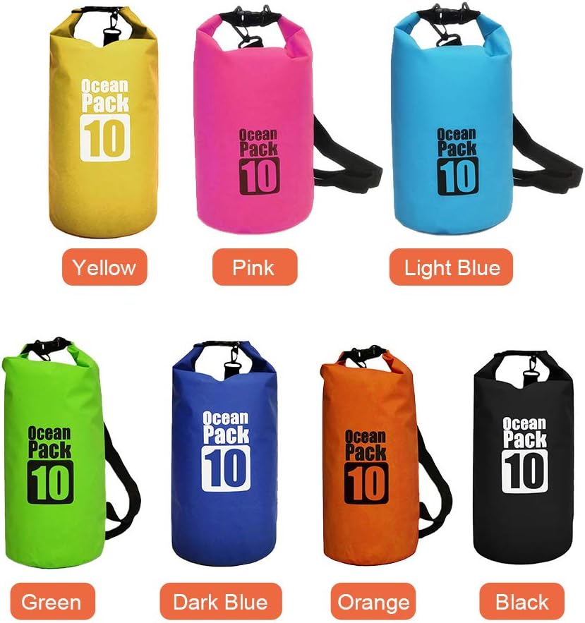 Dry Bag with Straps 500D PVC Storage for Rafting Camping Kayaking Swimming Traveling Surfing Tear- Roll-Top Closure System Adjustable Belts Shoulder -Body
