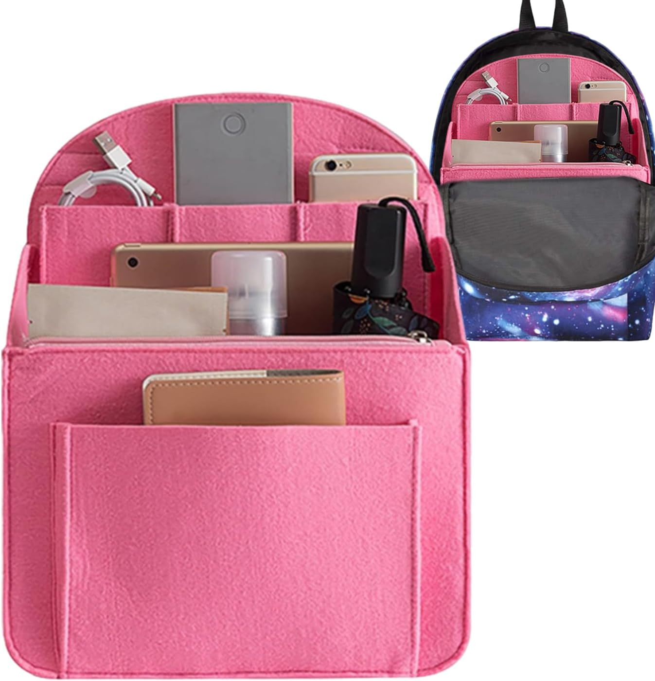 Bag Organizer, Bag Insert Organizer - Felt Storage Bag Wallet Organizer - Travel Backpack Insert, Multi-Pocket Organizer Liner for Shoulder Bag