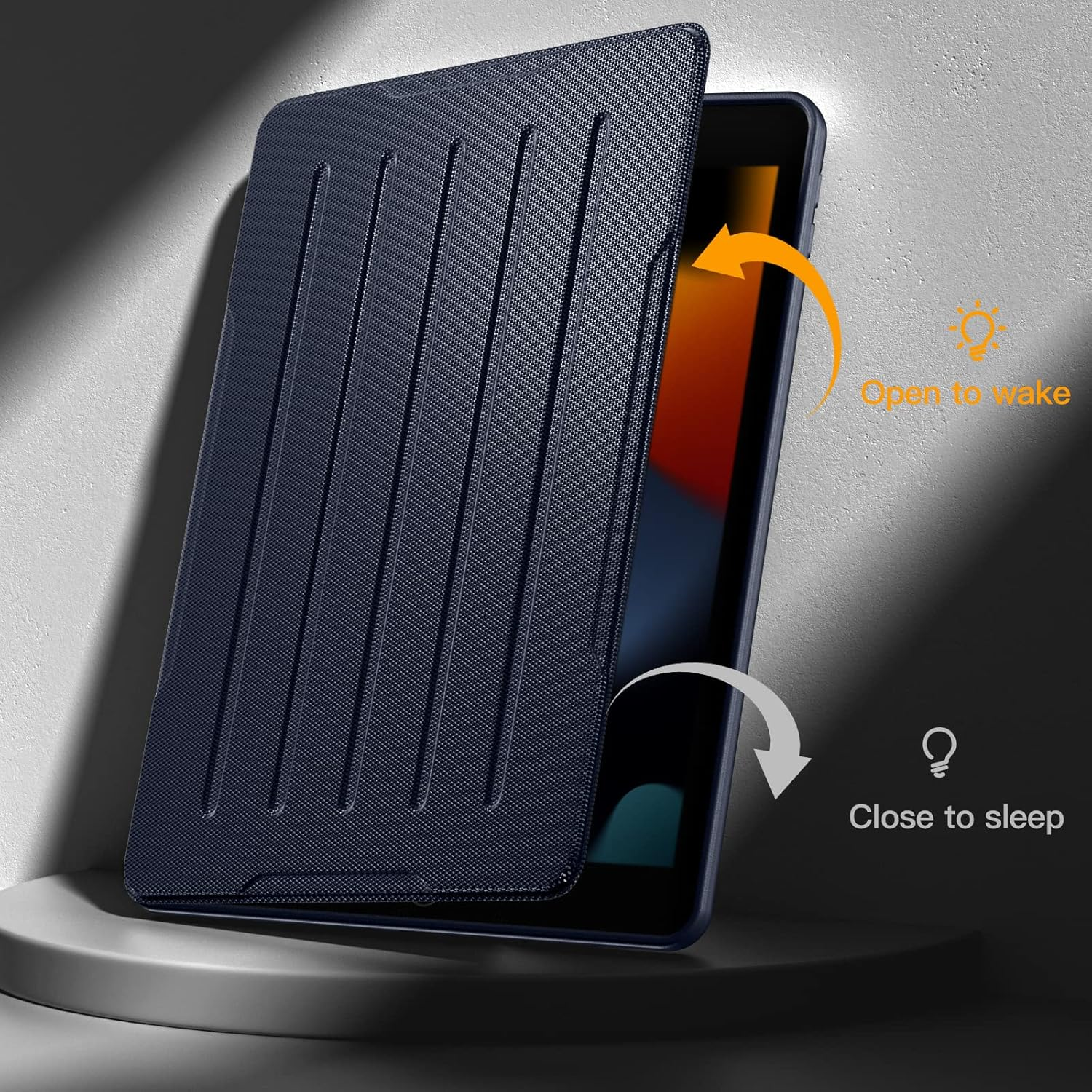 Witzon PU Leather Case Compatible with Ipad 10.2 Inch 2021/2020/2019 Ipad 9Th/8Th/7Th Generation Cover with Pencil Holder, Business Protective Case for Apple Ipad 9Th Gen, Auto Wake/Sleep - Navy image number 3