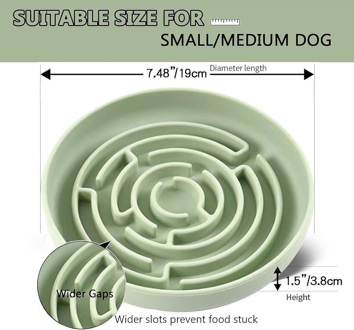 Anti-Sling Dog Bowl, anti Slinging Bowl Dogs, anti Sling Bowl Cat, anti Slinging Bowl Cat, Sling Bowl Dogs, Slow Feeder Dog, anti Slinging Bowl, Cat (Matcha Green) image number 3