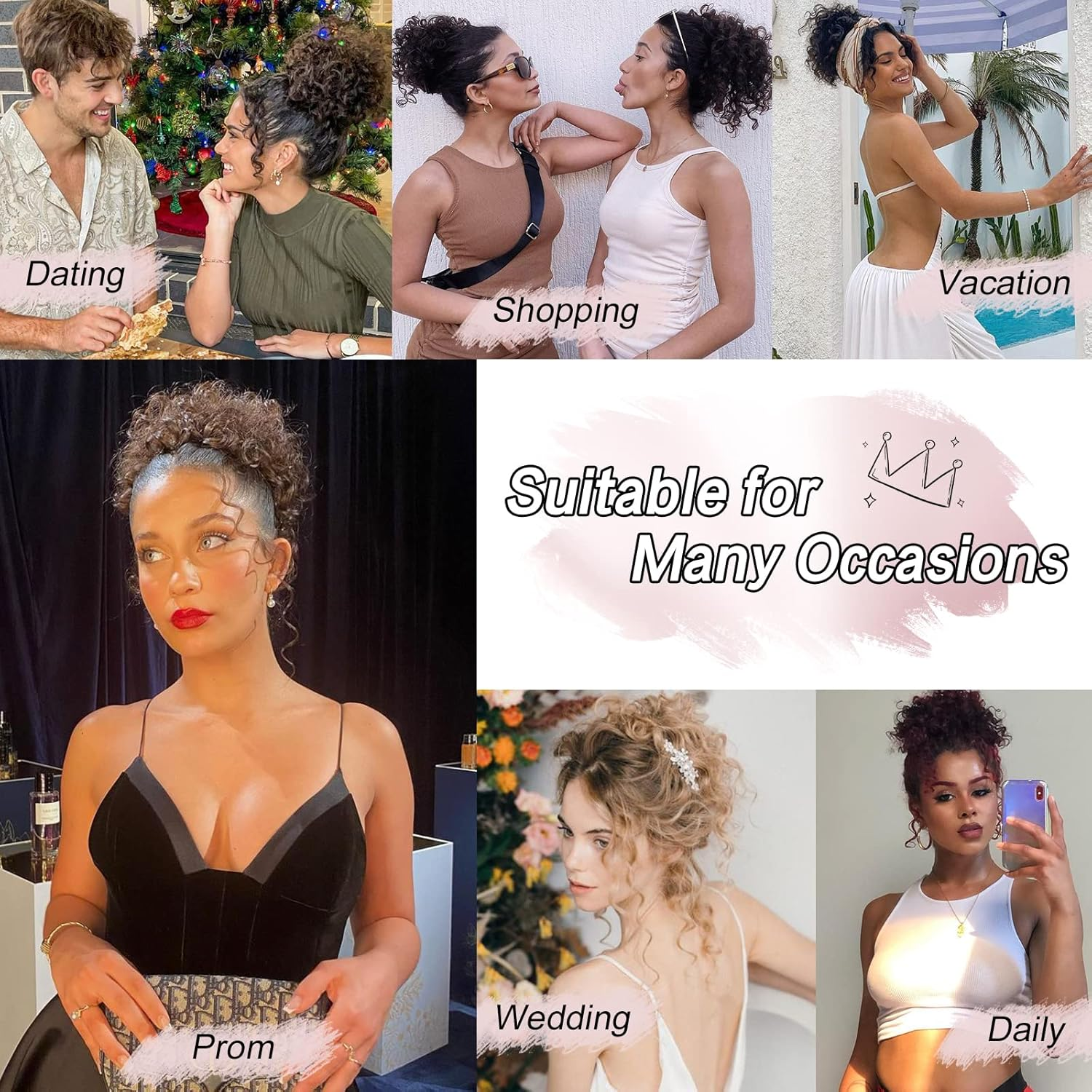 Lommel Messy Bun Hair Piece for Women, Elastic Drawstring Loose Wave Curly Scrunchies Ponytail Extension, Synthetic Hair Extensions Hair Bun for Women Daily Use(Dark Chocolate Brown) image number 4