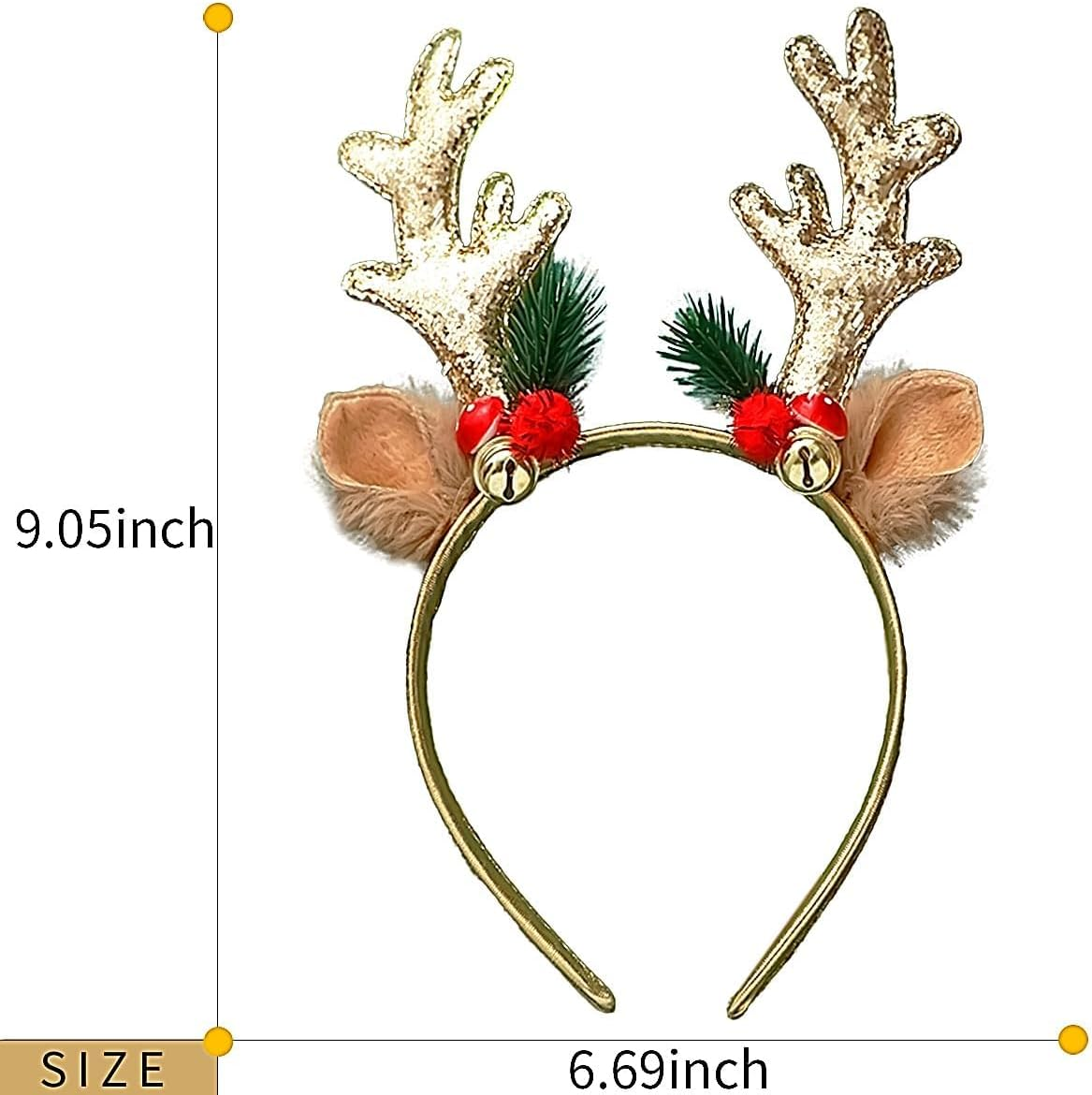 Christmas Headbands Christmas Glitter Elk Antlers Christmas Trees Hair Bands Holiday Party Accessory for Women Girls image number 6